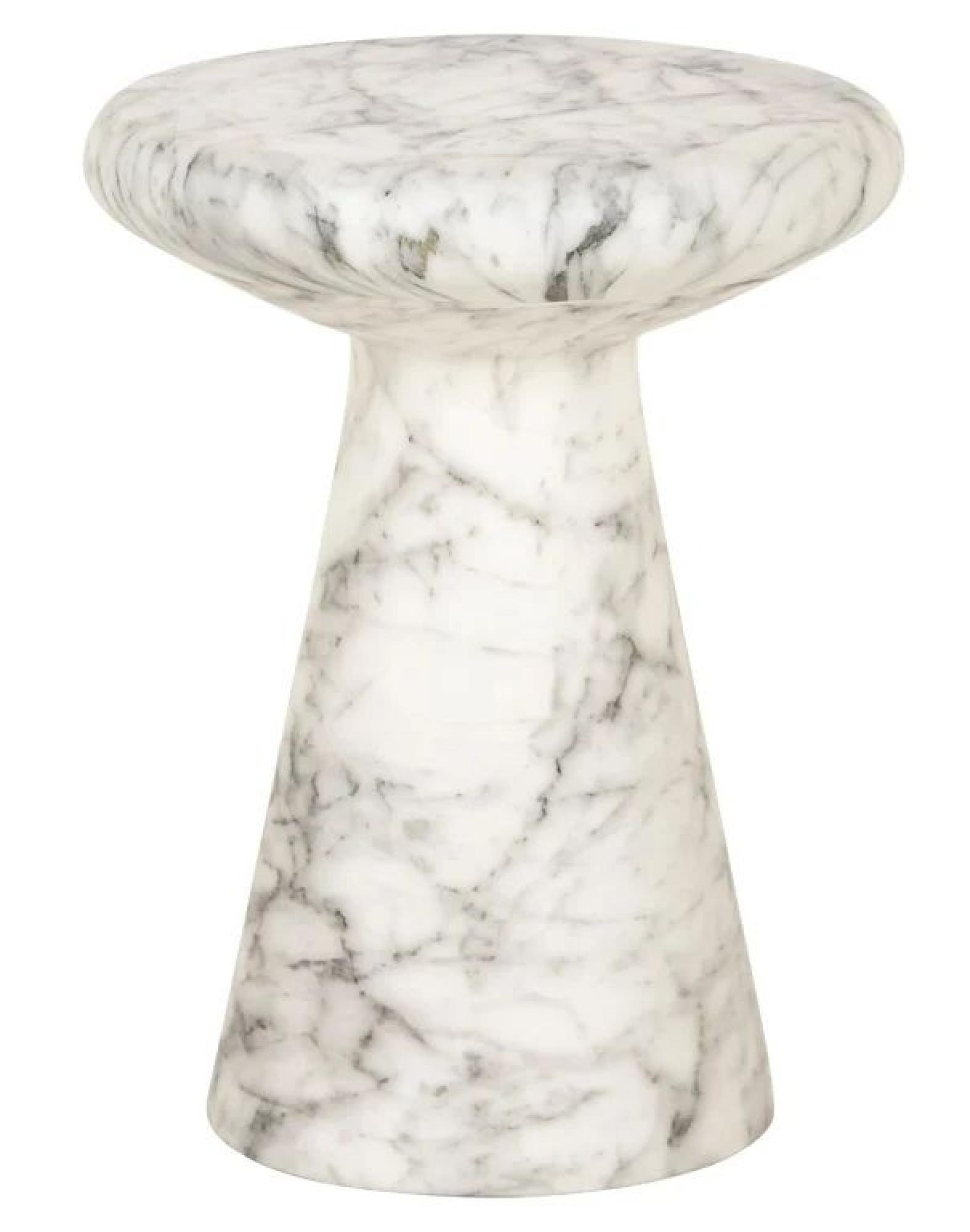 Lohan White Marble Effect Round End Table