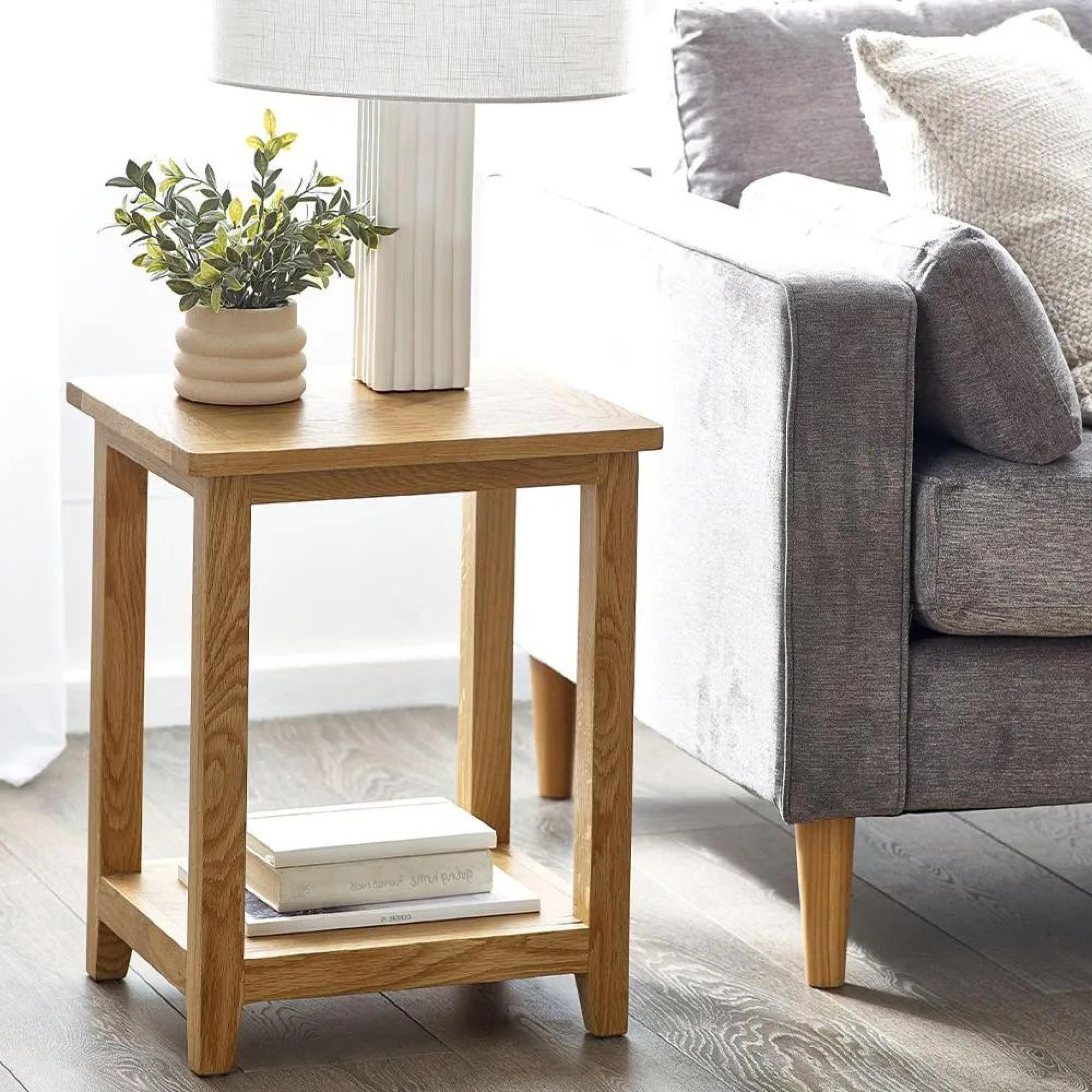 Mallory Lamp Table with Shelf - Oak