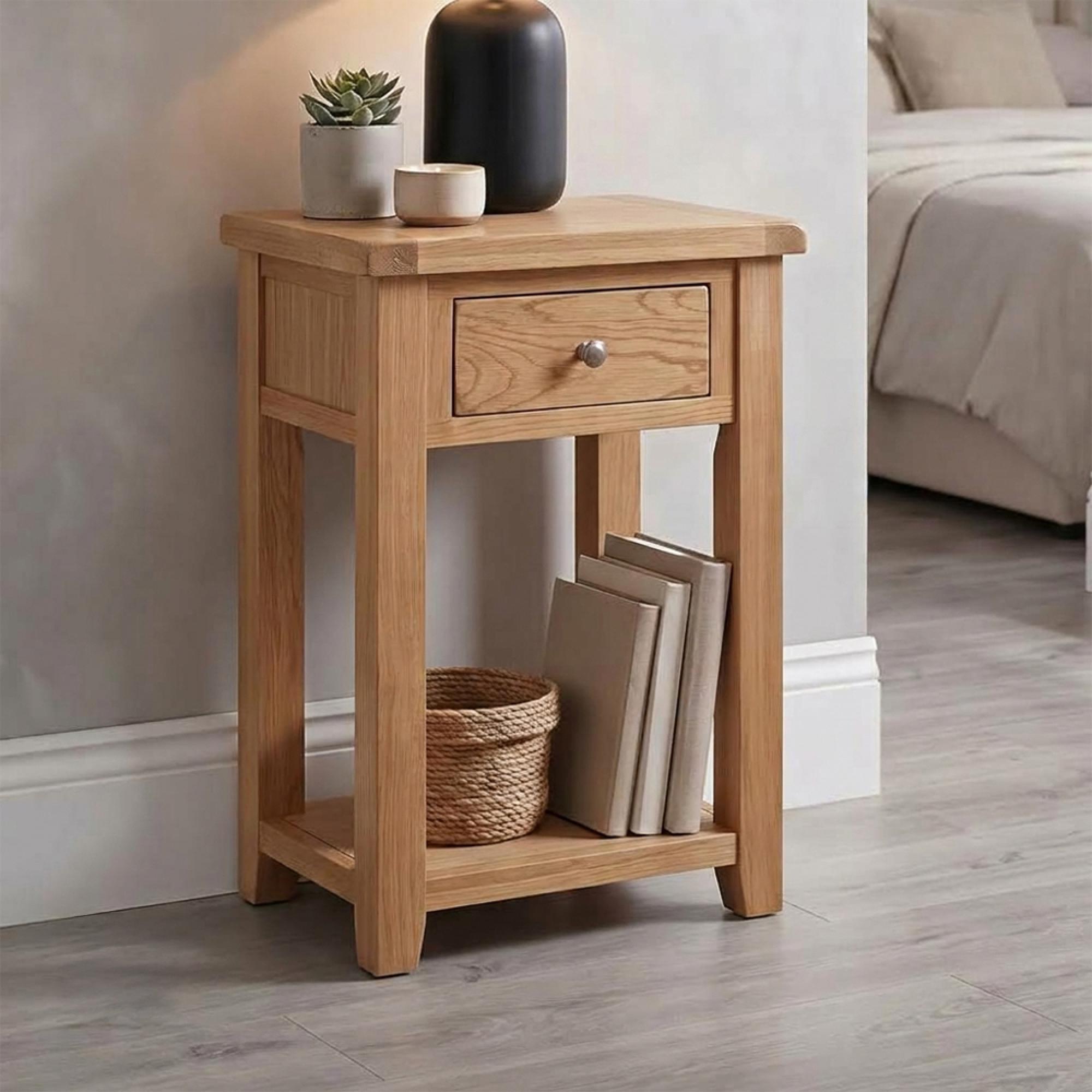 Melbourne Country Oak Side Table - 1 Drawer - Rustic