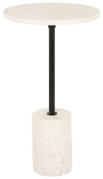 Misty White Marble Round Side Table
