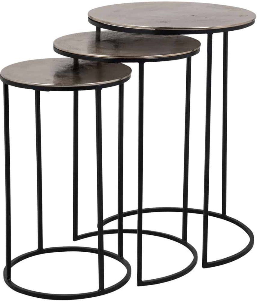 Nolan Set of 3 Champagne Gold Round Side Tables