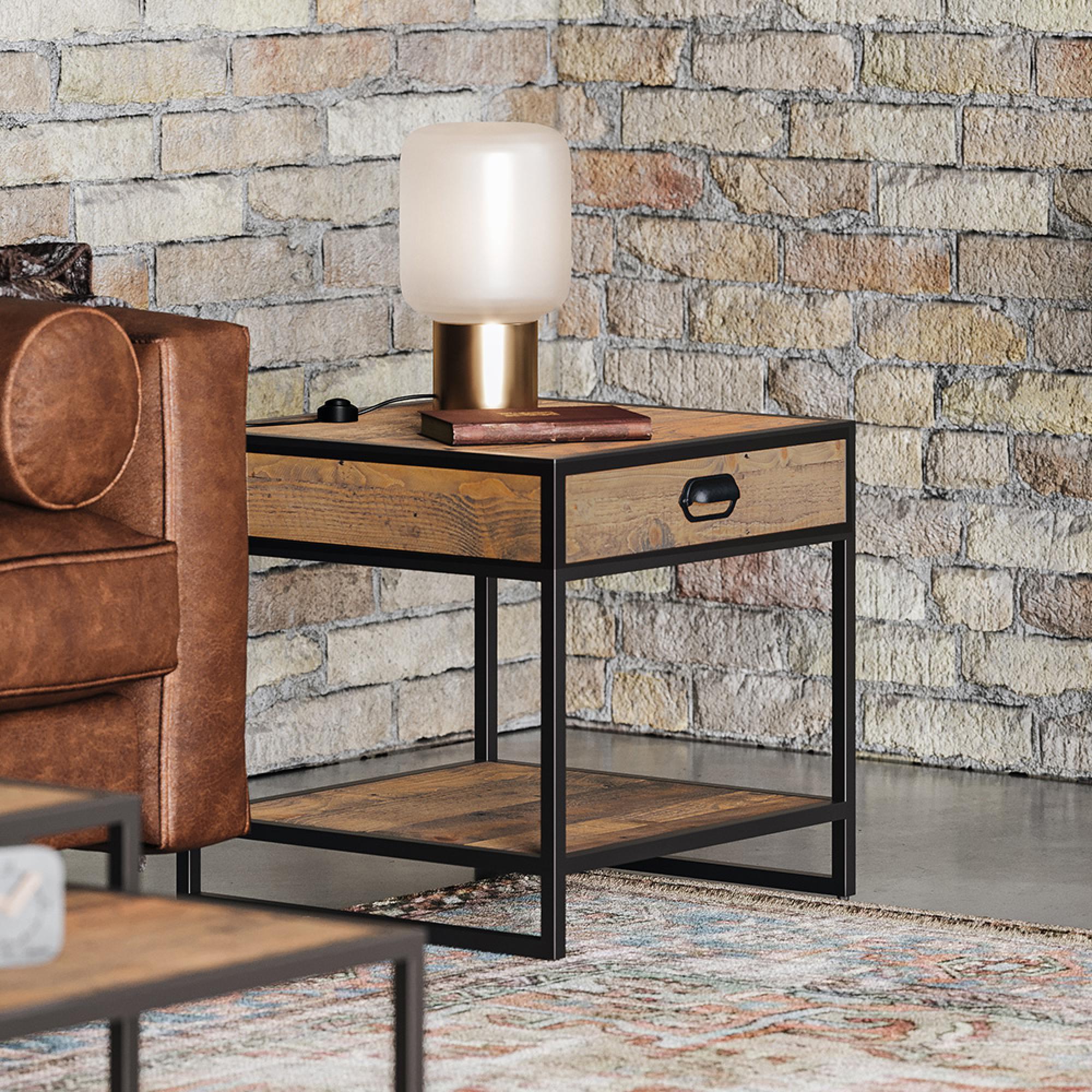 Ooki Reclaimed Wood Side Table - 1 Drawer