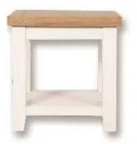 Perth Lamp Table - with Shelf - White and Wood