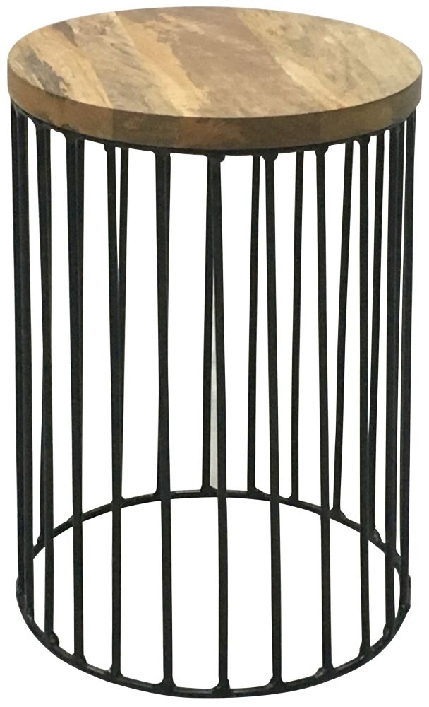 Ravi Accent Table - Round Cage - Mango Wood
