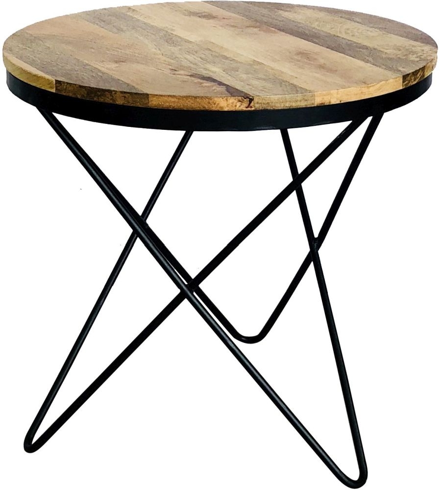 Ravi Accent Table - Round Star - Mango Wood