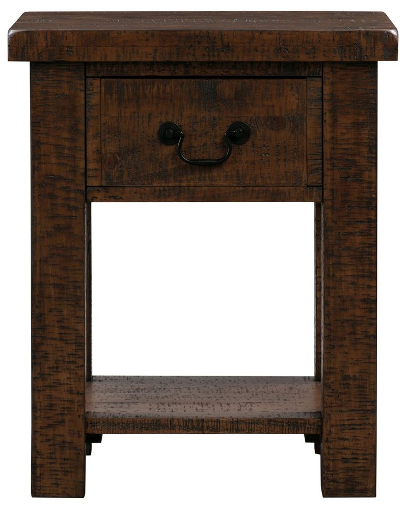 Reclaimed Dark Pine Lamp Table - 1 Drawer