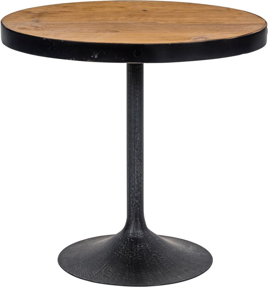 Revival Side Table - Medium - Flute Base - Reclaimed Pine and Black Metal