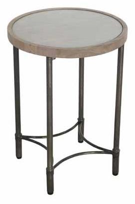 Mango Wood - Lamp Table - Round with Metal Base