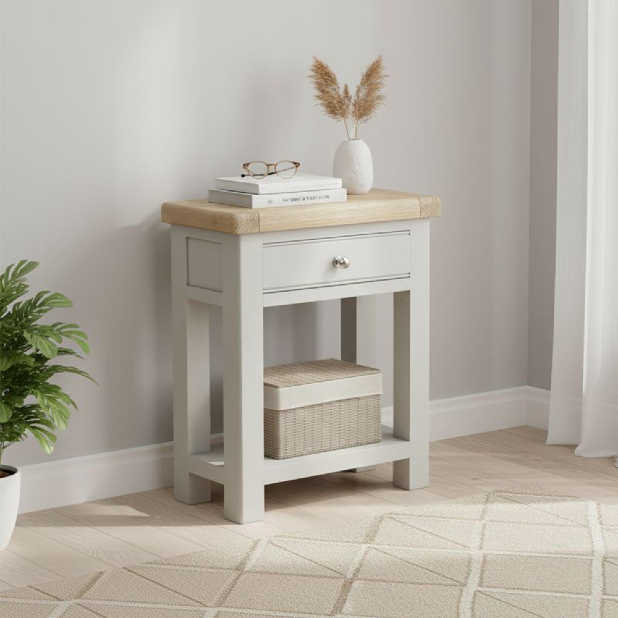 Salcombe Telephone Table - 1 Drawer - Grey Oak