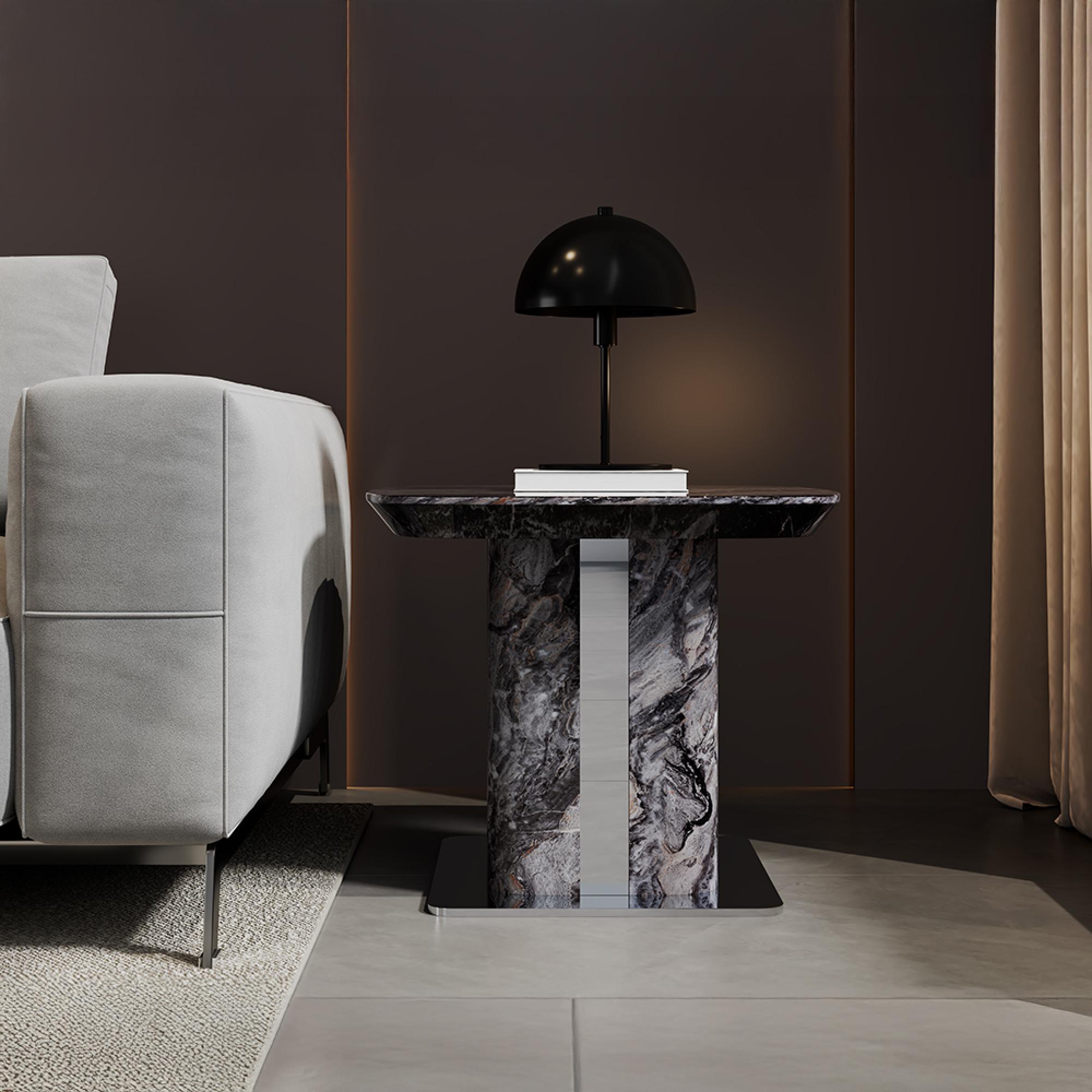 Saronno Side Table - Square - Grey Marble