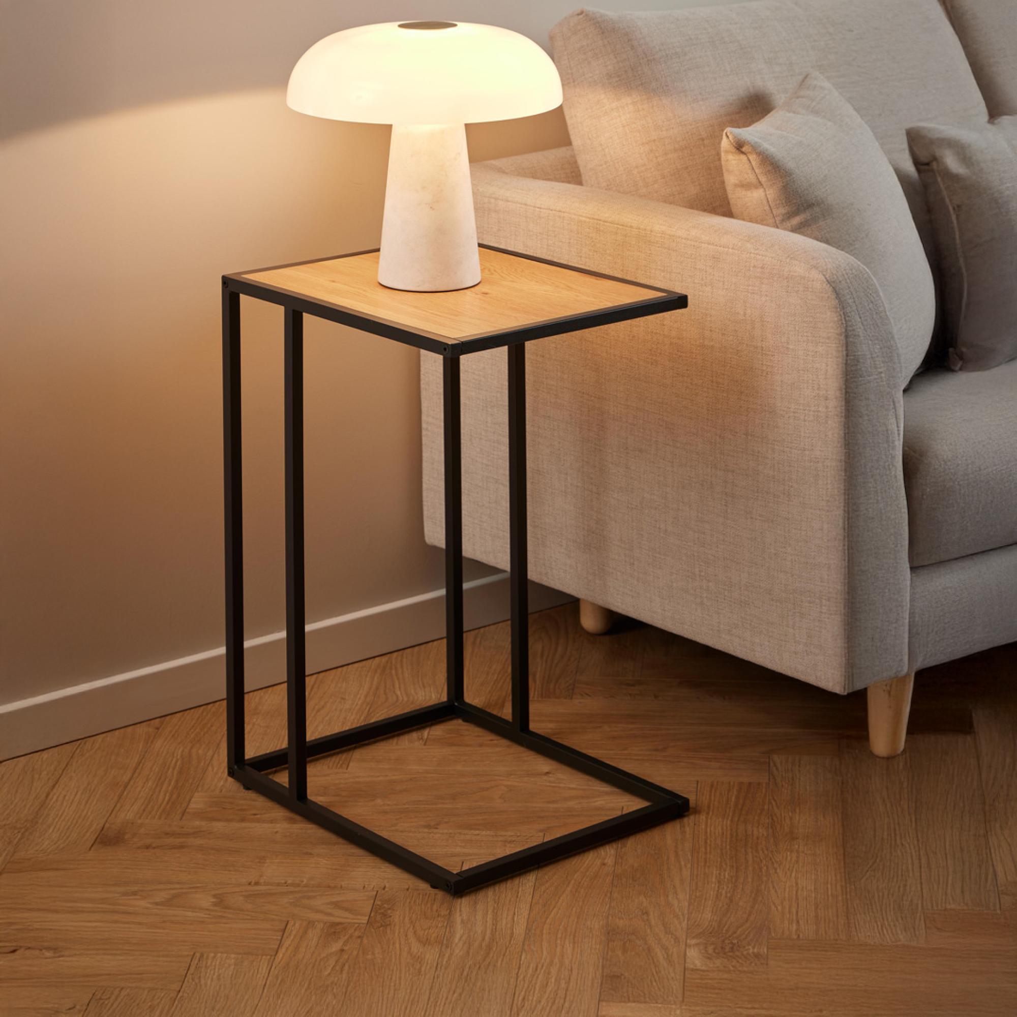 Seaford Side Table - Oak and Black Metal