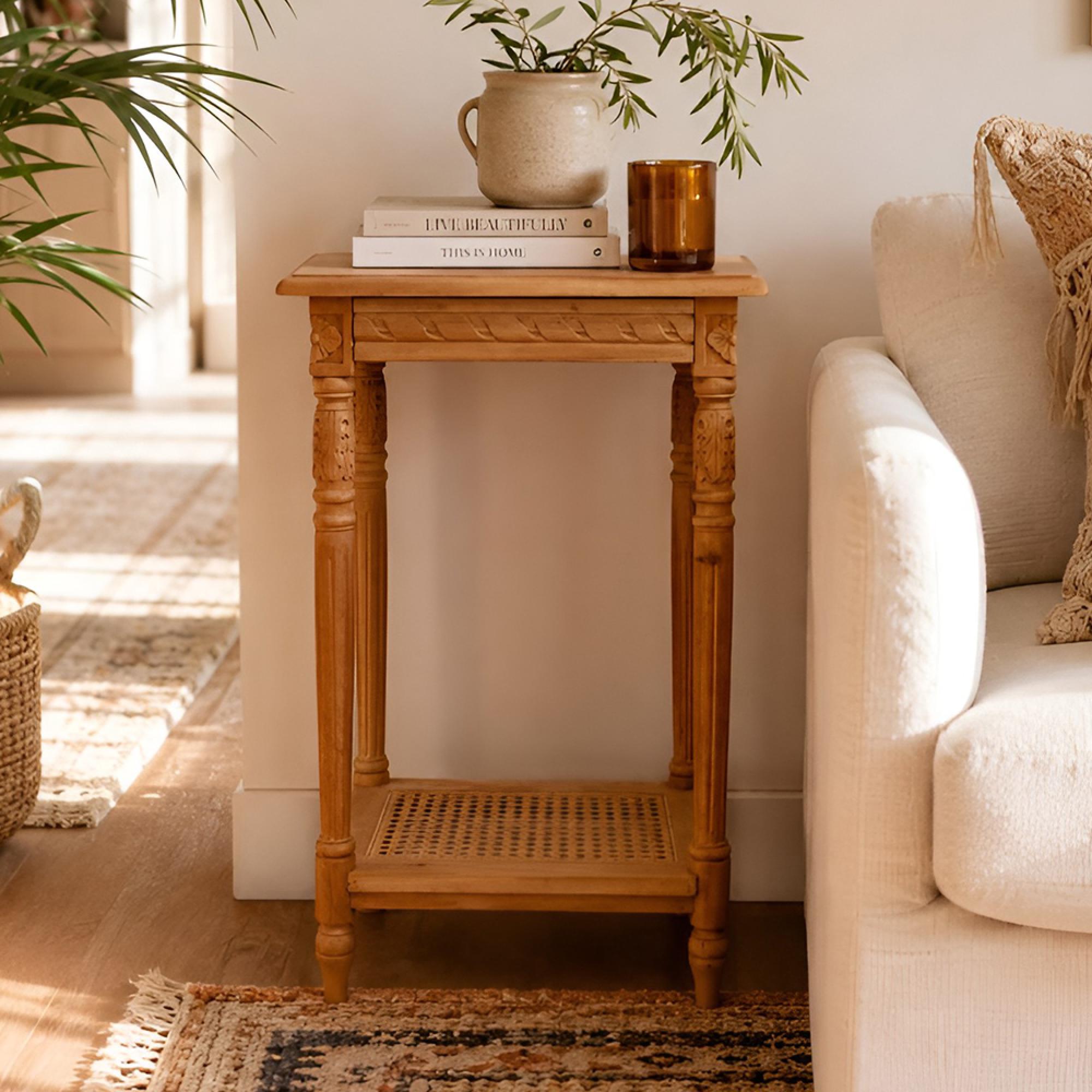 Side Table - 1 Drawer - Teak Wood