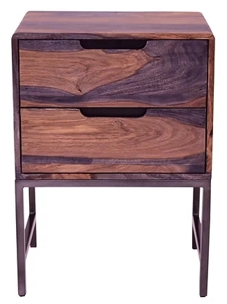 Sirani Side Table - 2 Drawer - Dark Sheesham Wood