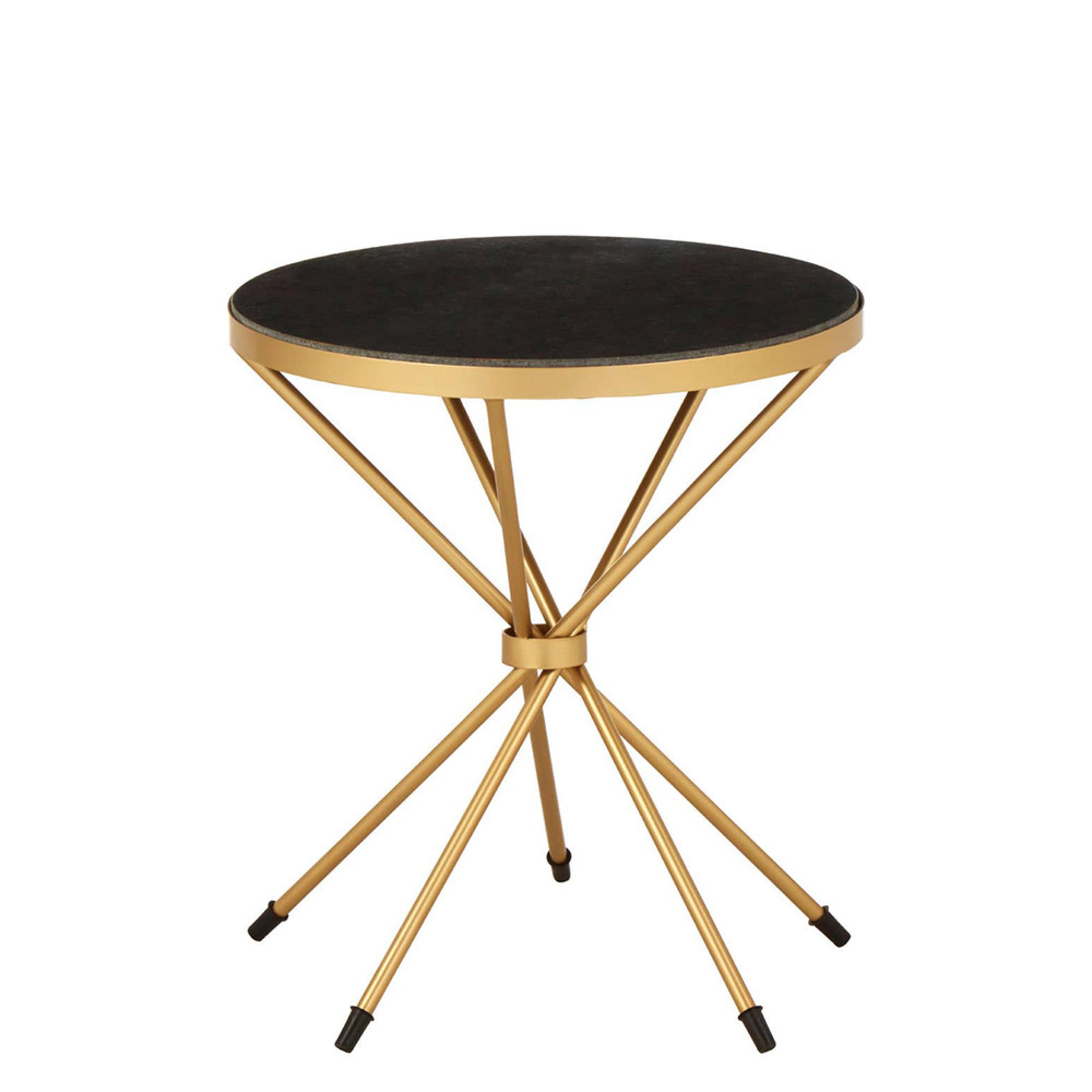 Templar Side Table - Round - Black Marble and Gold