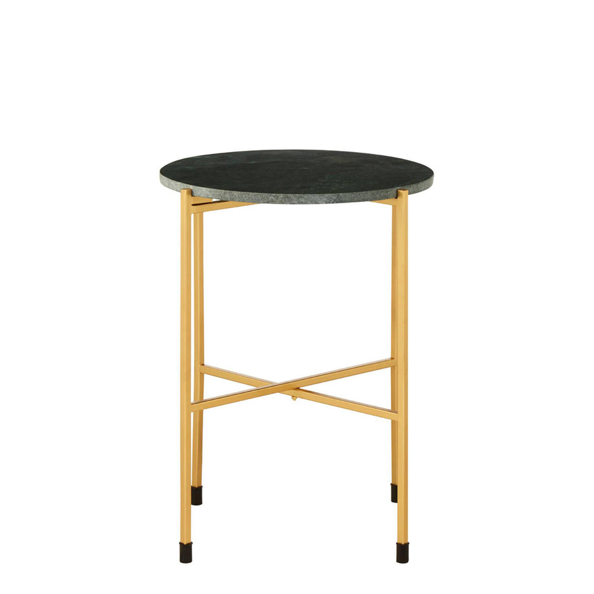 Templar Side Table - Round - Green Marble and Gold