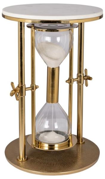 Tempus Gold and White Marble Top Round Side Table