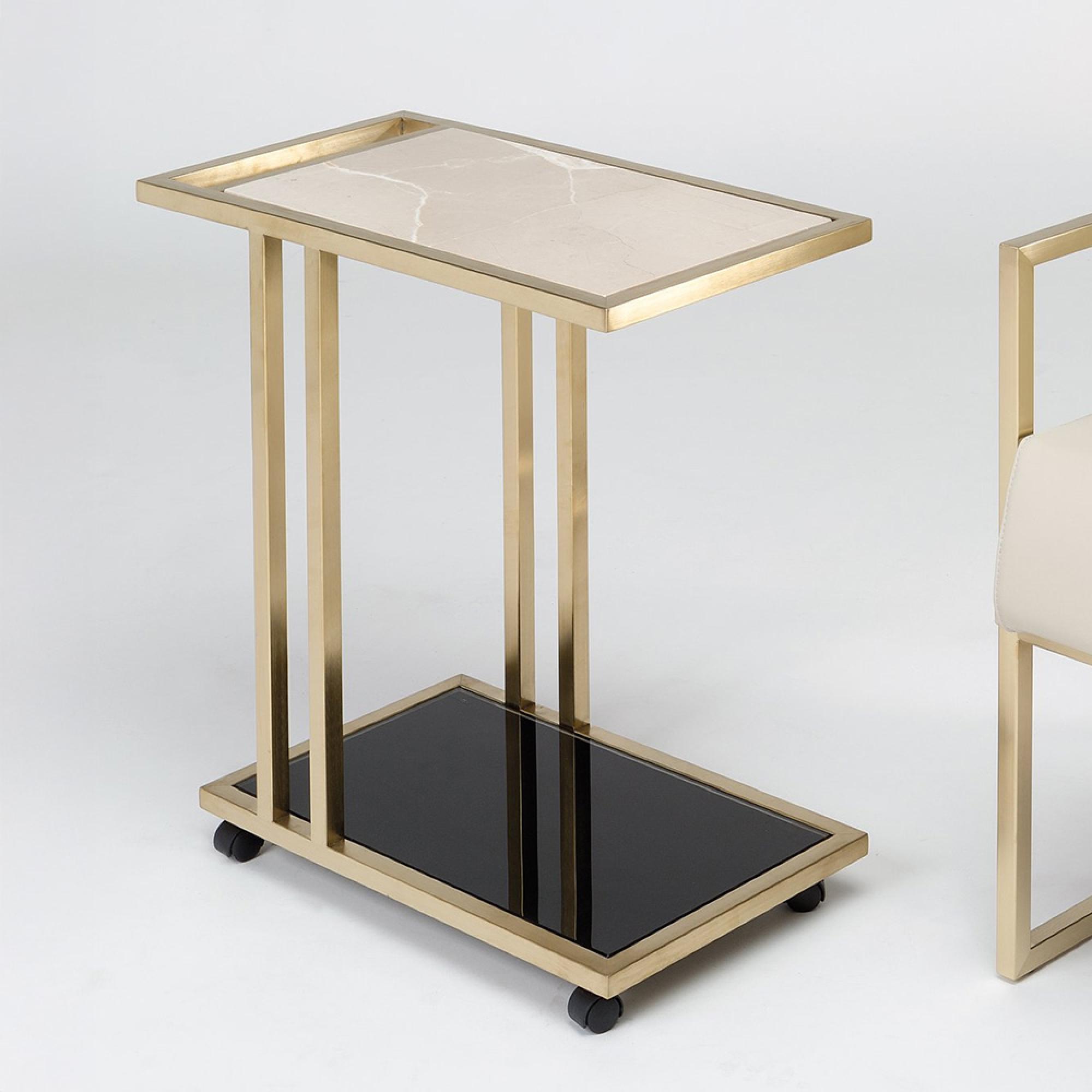 Tray Accent Table - Marble and Glass with Brass Base - Variation Available