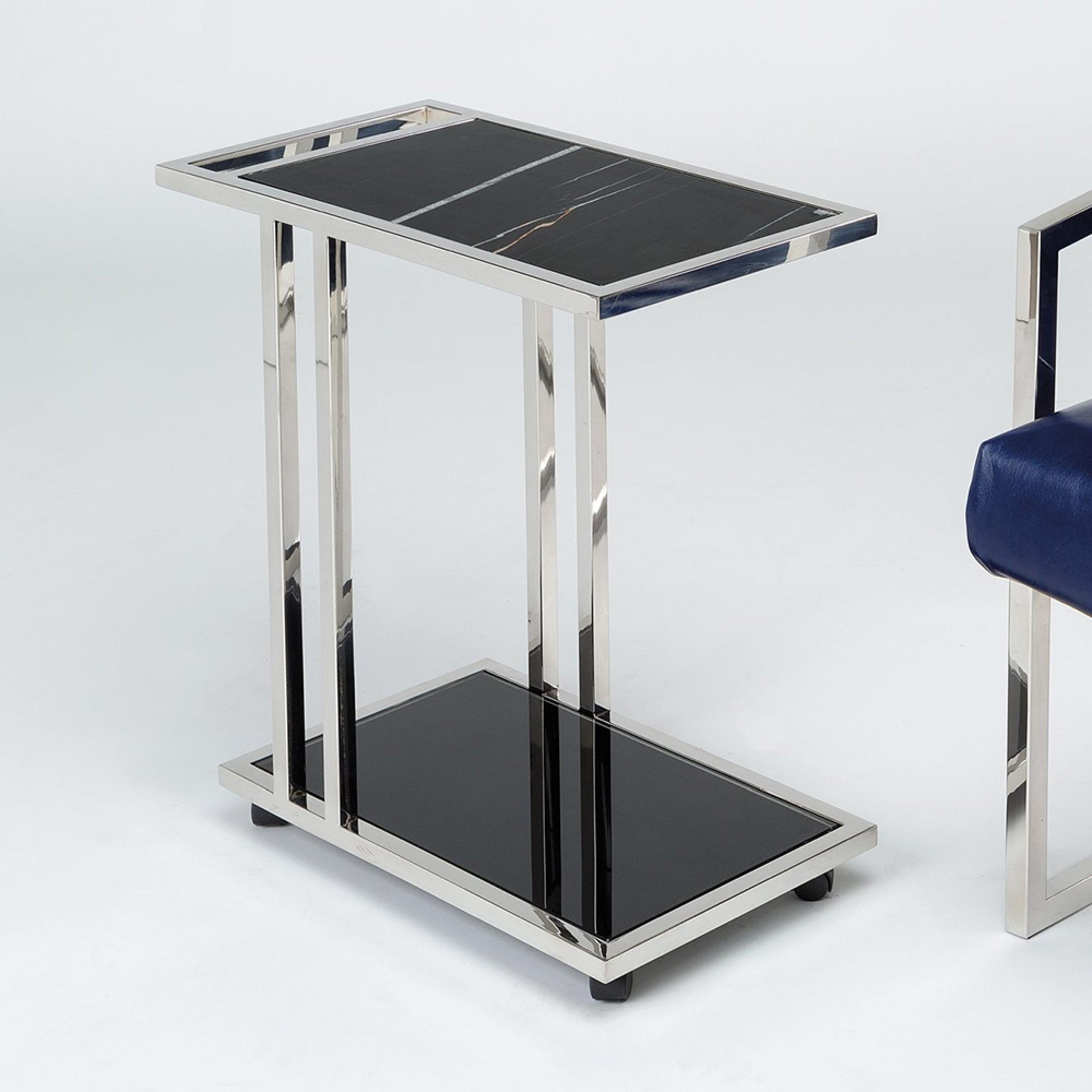 Tray Accent Table - Marble and Glass with Steel Base - Variation Available