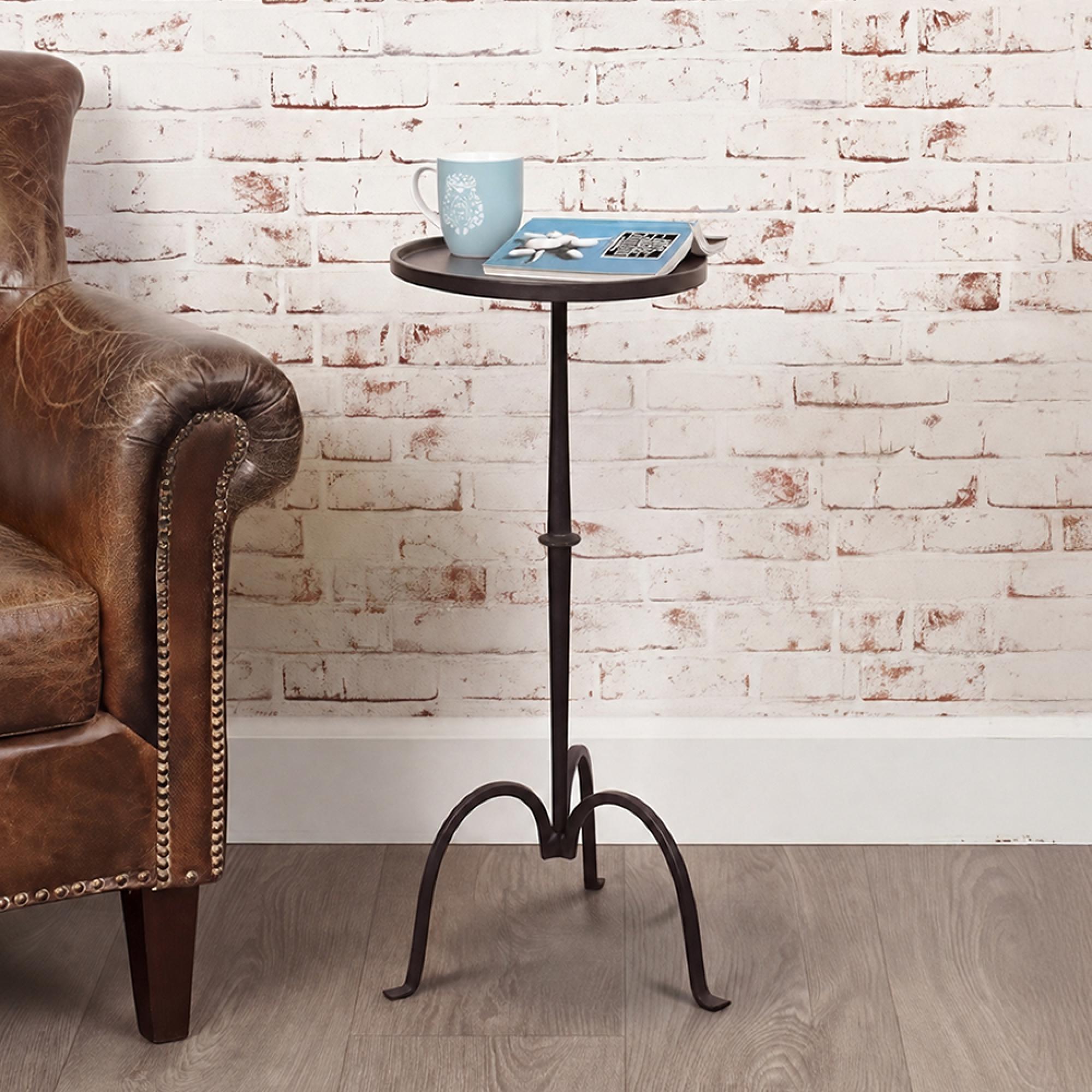 Turijn Side Table - Tripod Leg - Round - Rustic - Black - Metal