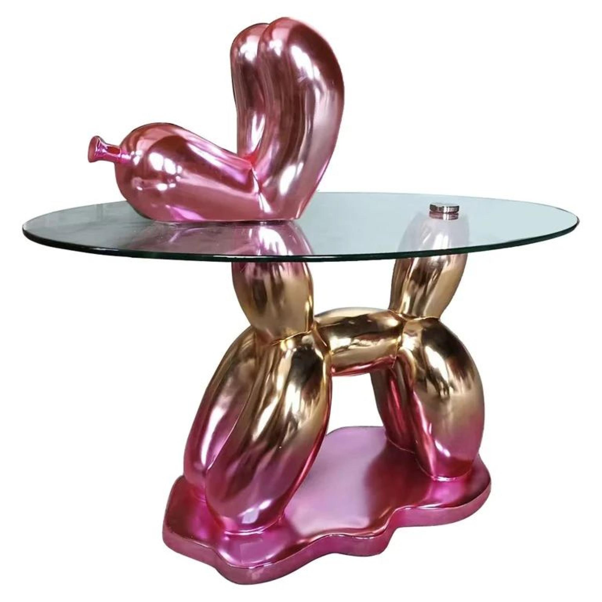 Usha Glass Top Pink End Table