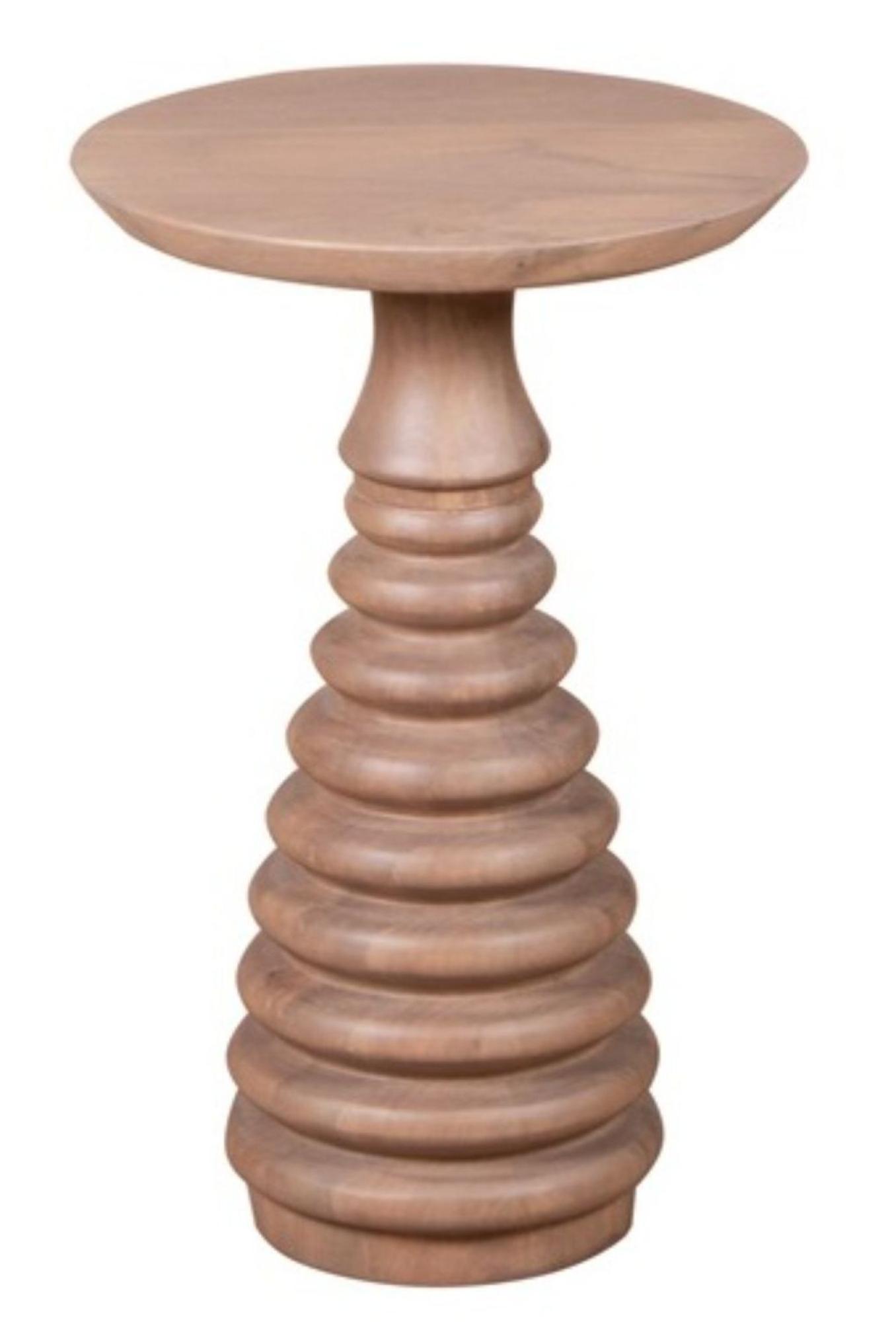 Vance Side Table - Round - Curved - Mango Wood