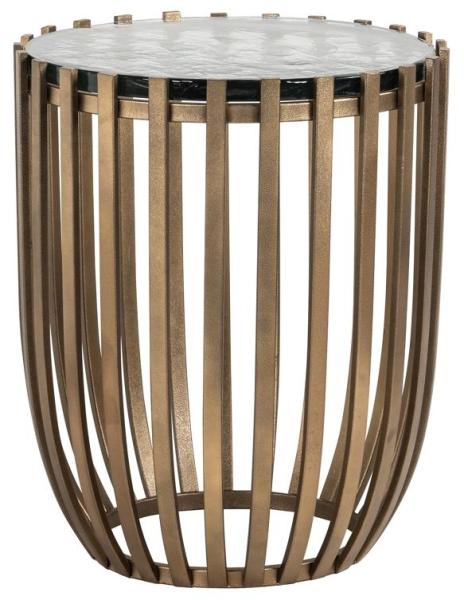 Volante Glass and Gold Round Side Table
