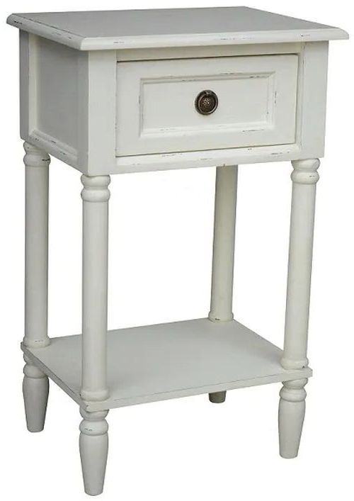 Yaurel Side Table - 1 Drawer - Off-White - French Style