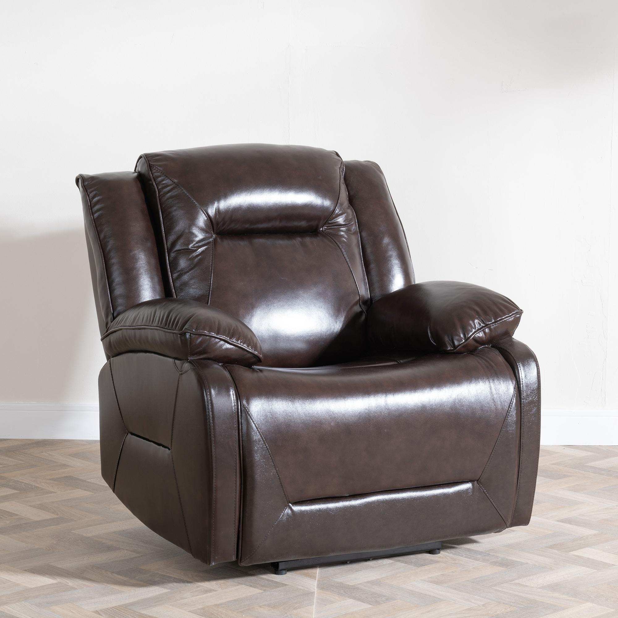 Athena Recliner Armchair - Dark Brown Leather