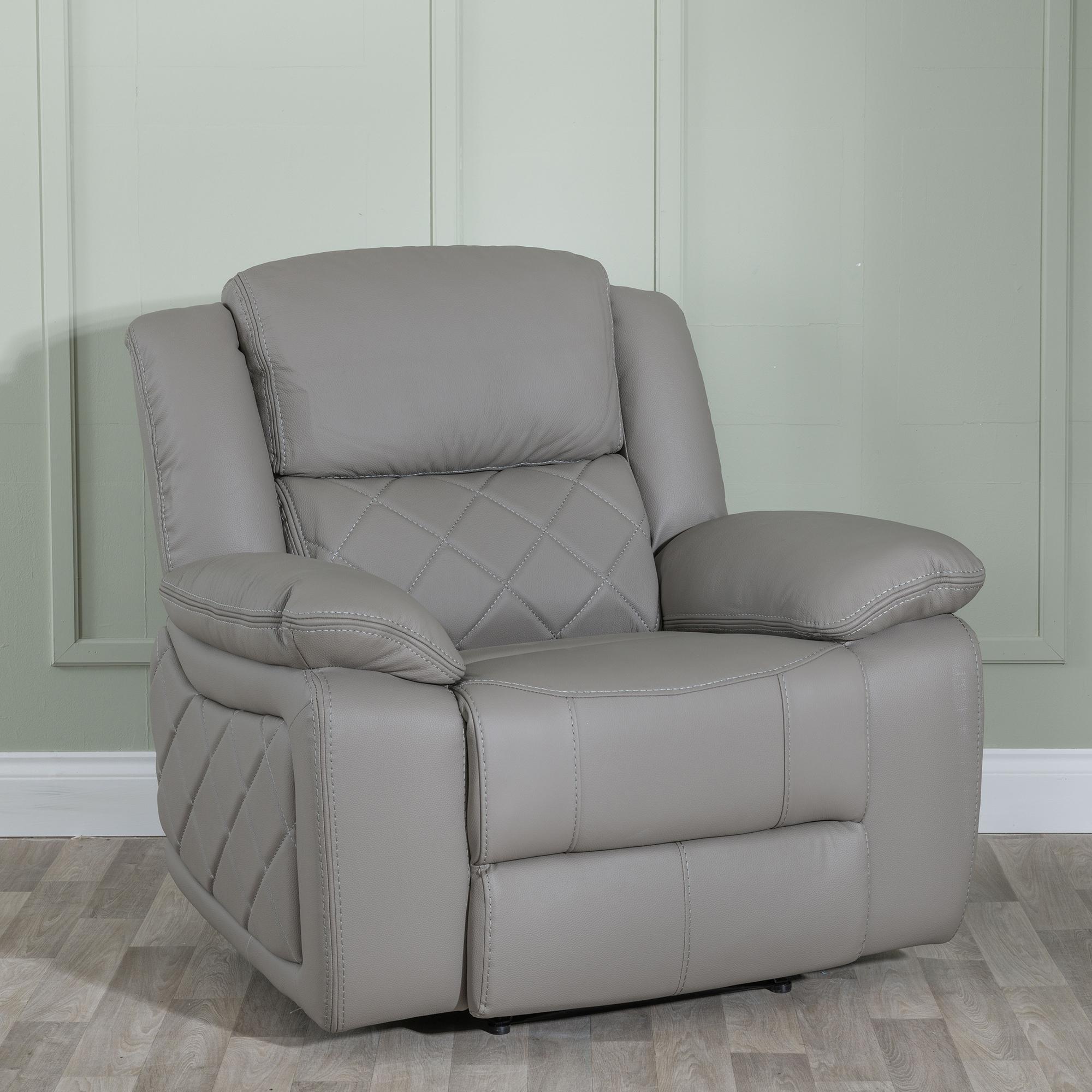 Bentley Recliner Armchair - Light Grey Leather