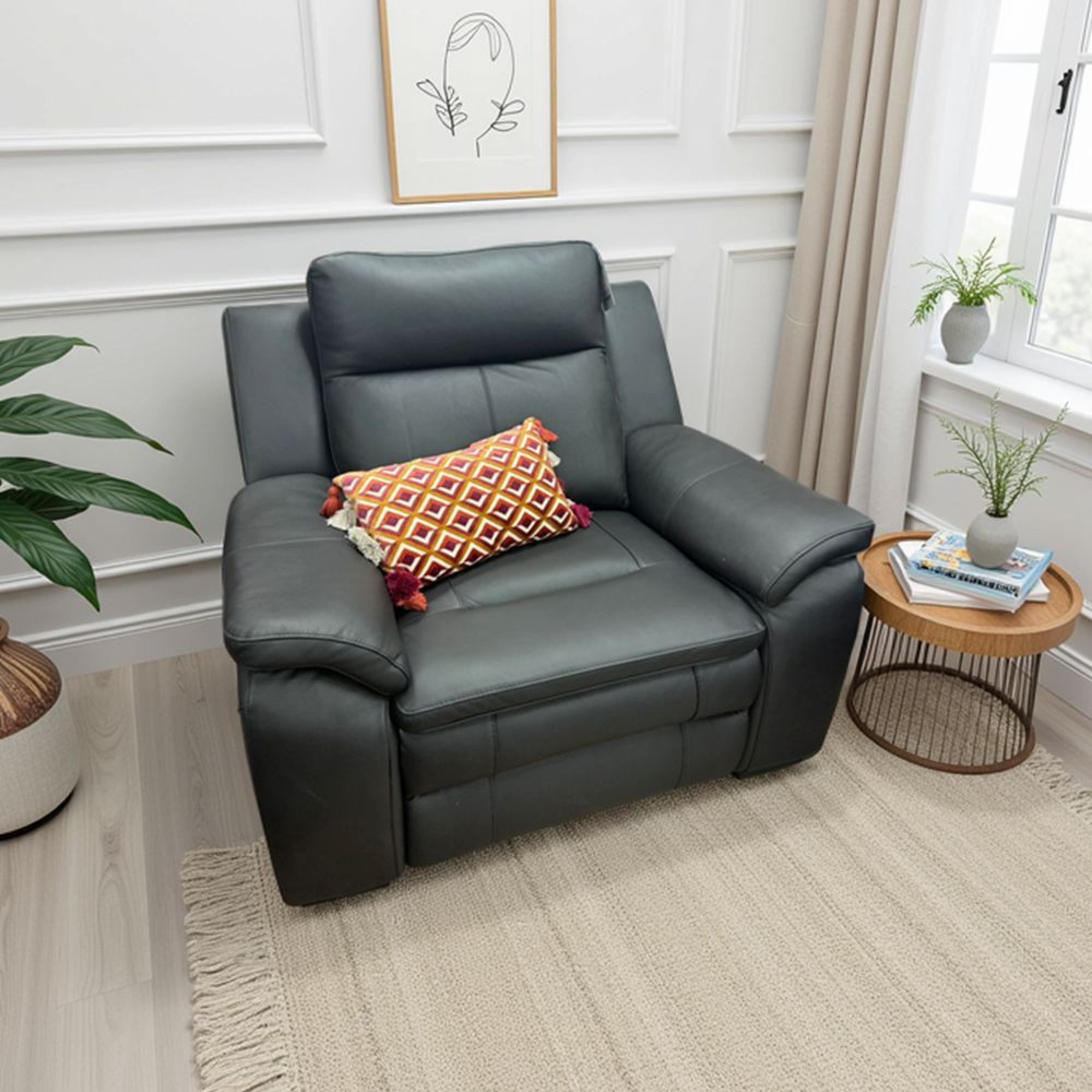 Boston Electric Recliner Armchair - Black Leather