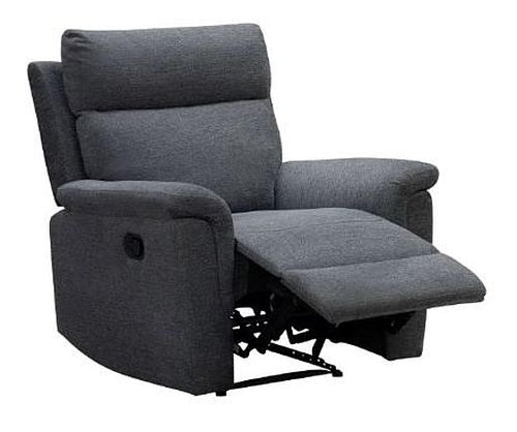 Detroit Manual Recliner Armchair - Grey Fabric