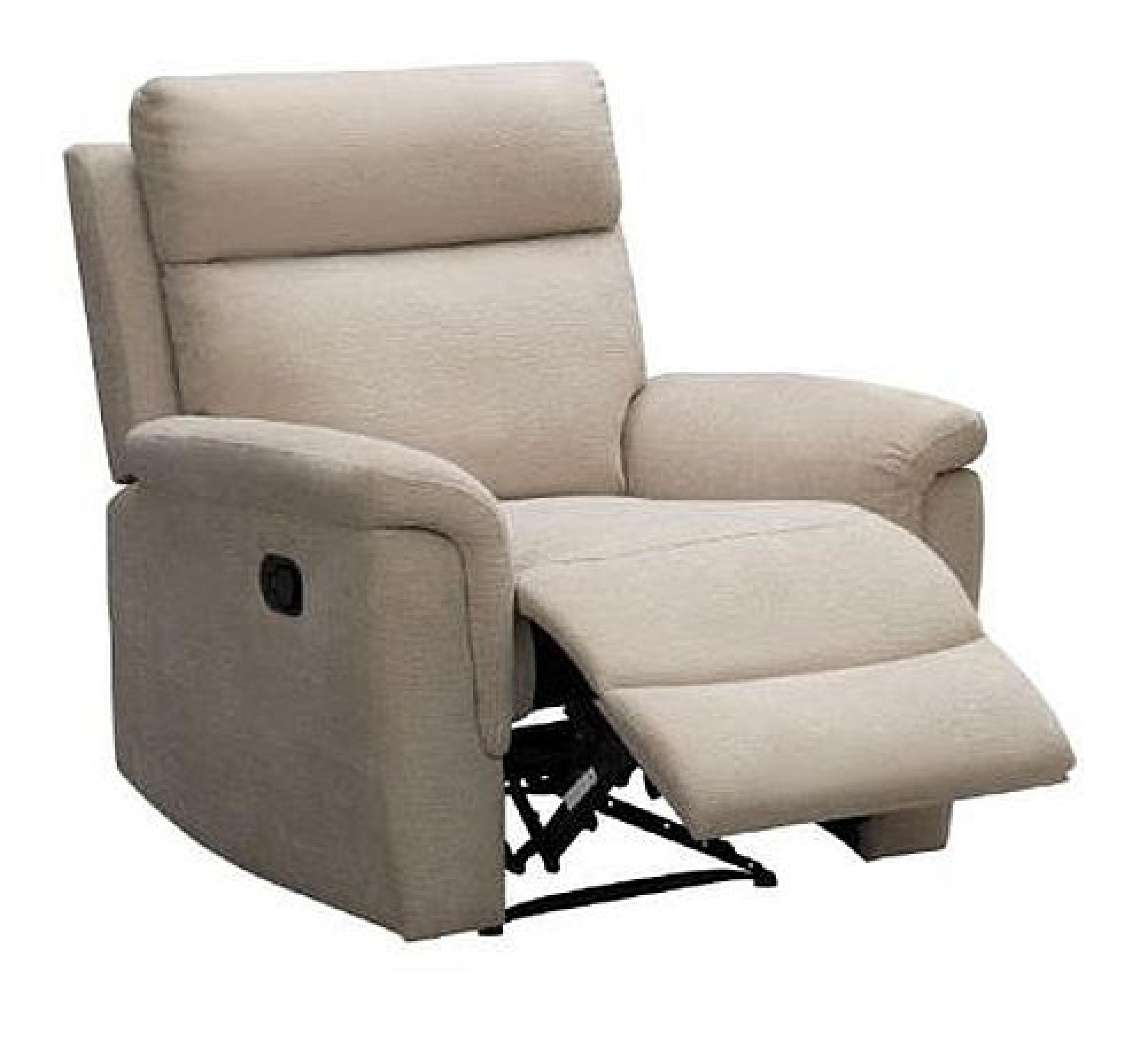 Detroit Manual Recliner Armchair - Natural Fabric