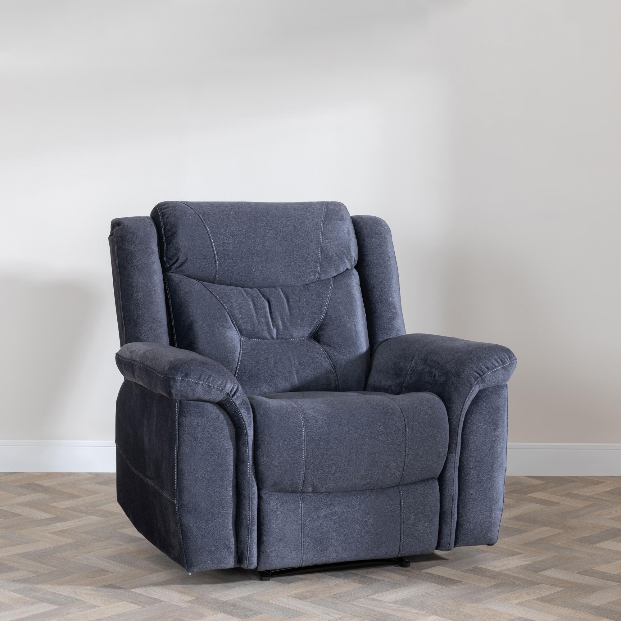 Dudley Silvano Recliner Armchair - Blue Fabric