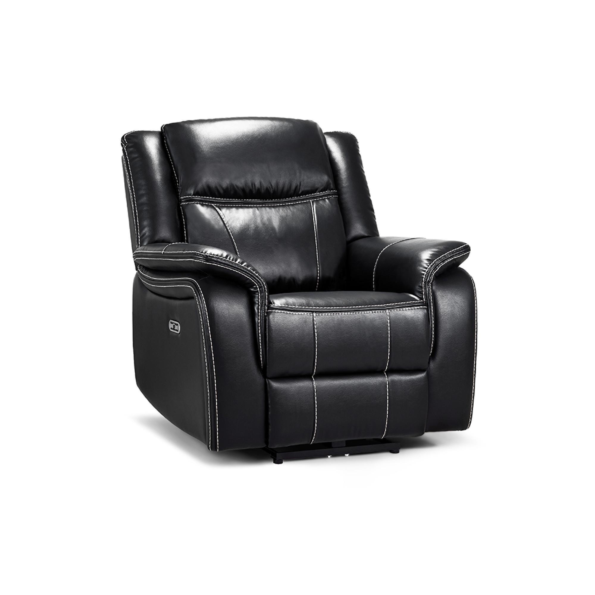 Galaxy Electric Recliner Armchair - Black Faux Leather