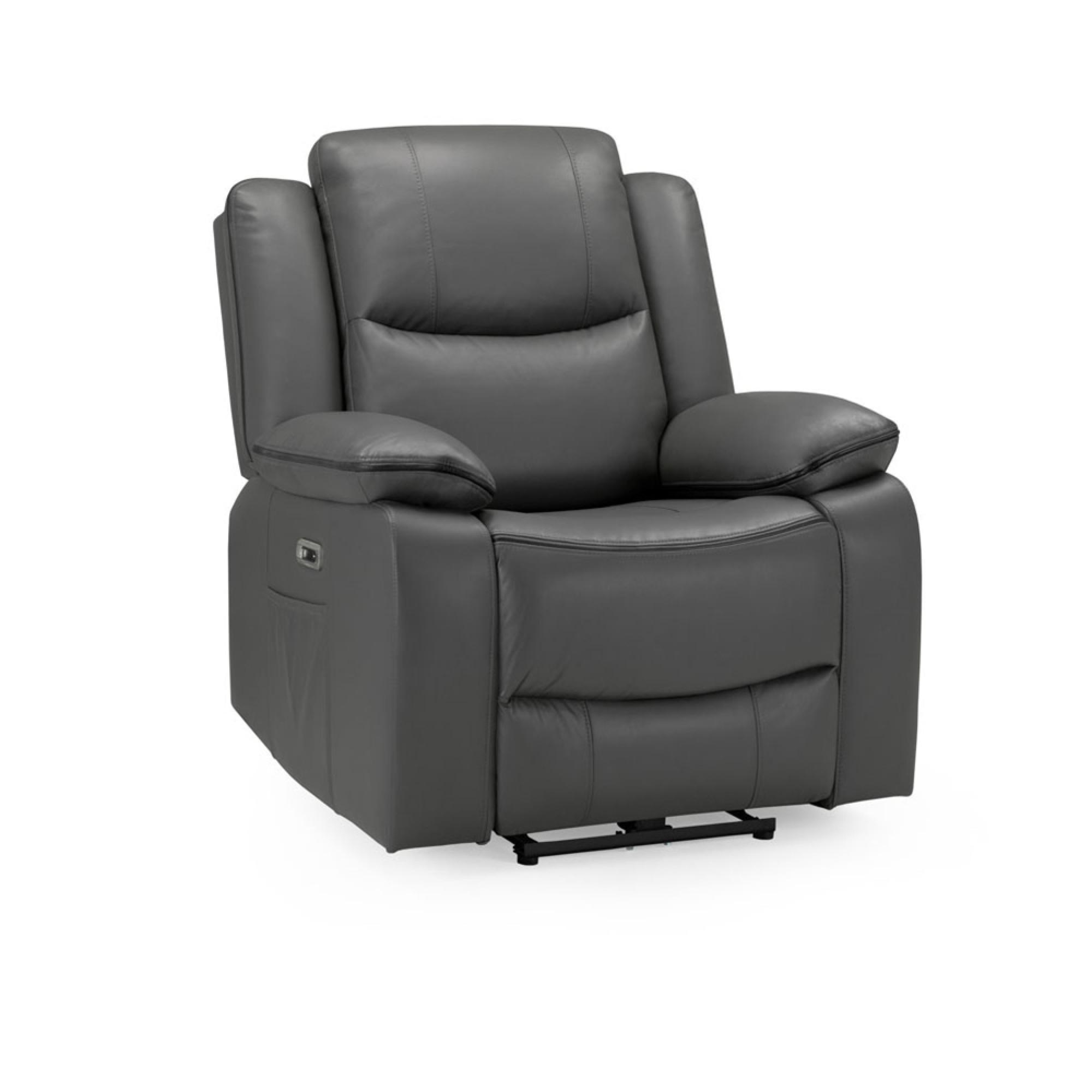 Harald Electric Recliner Armchair - Grey Faux Leather