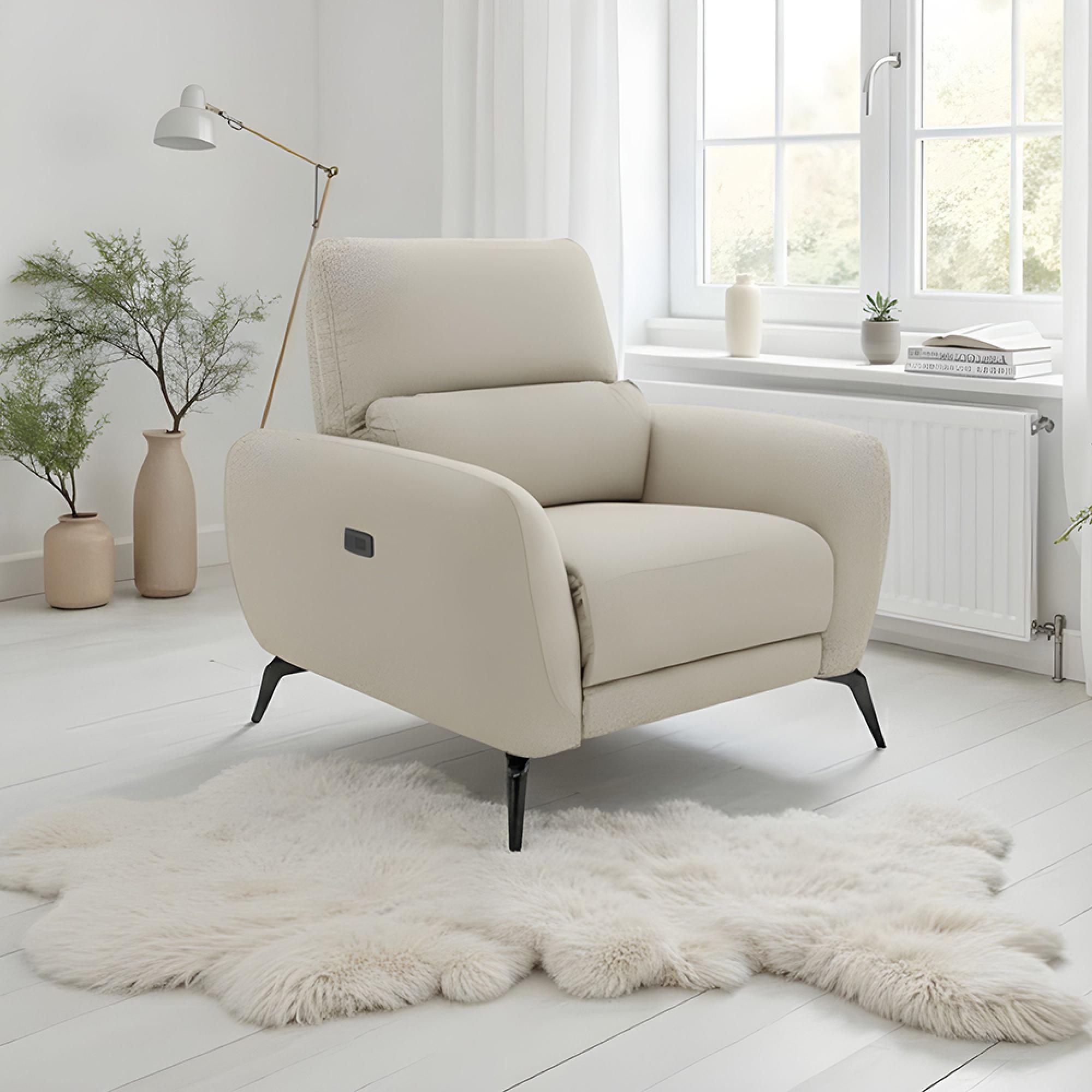 Sorrento Electric Recliner Armchair - Beige Fabric