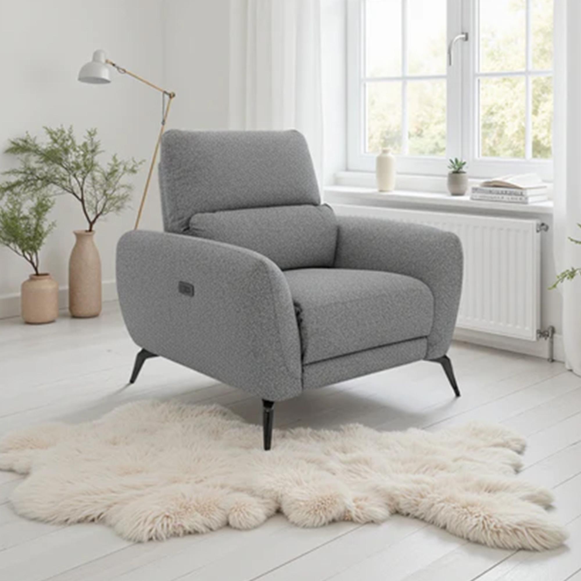 Sorrento Electric Recliner Armchair - Grey Fabric