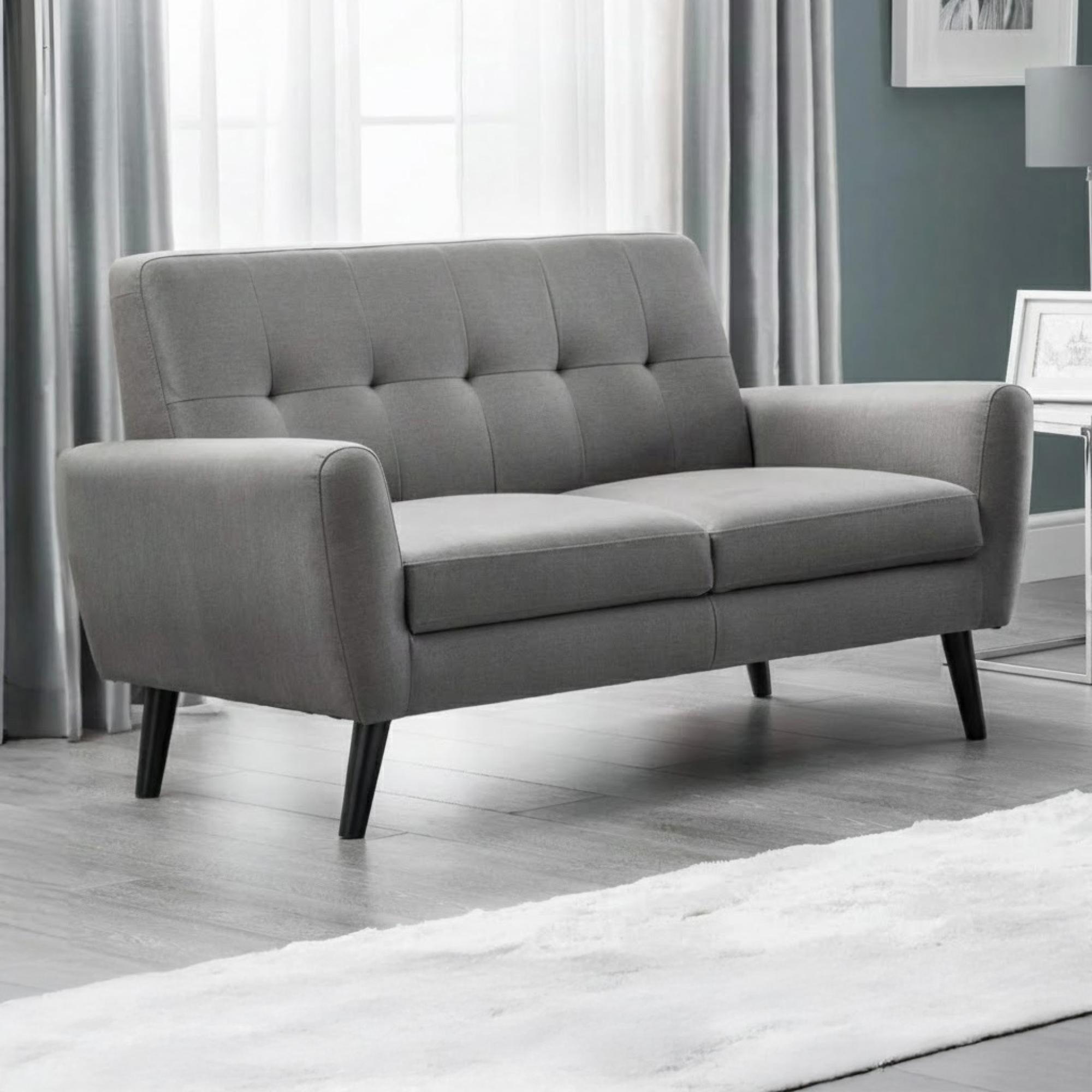 Monza Sofa - 2 Seater - Grey Linen Fabric