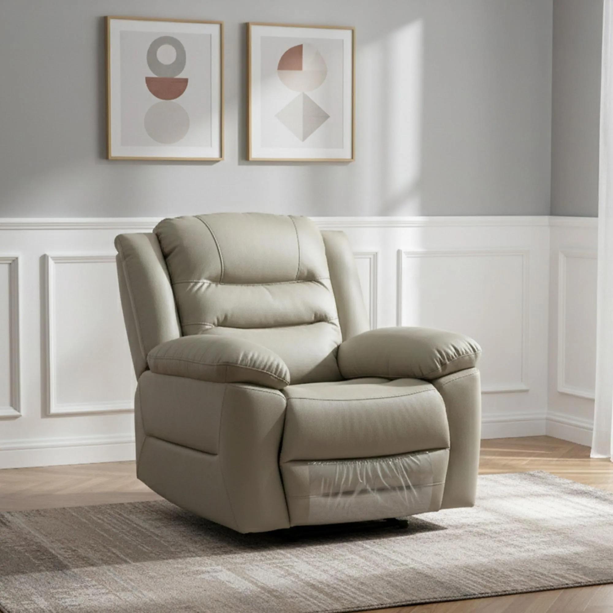 Alexandra Recliner Armchair - Warm Grey Leather