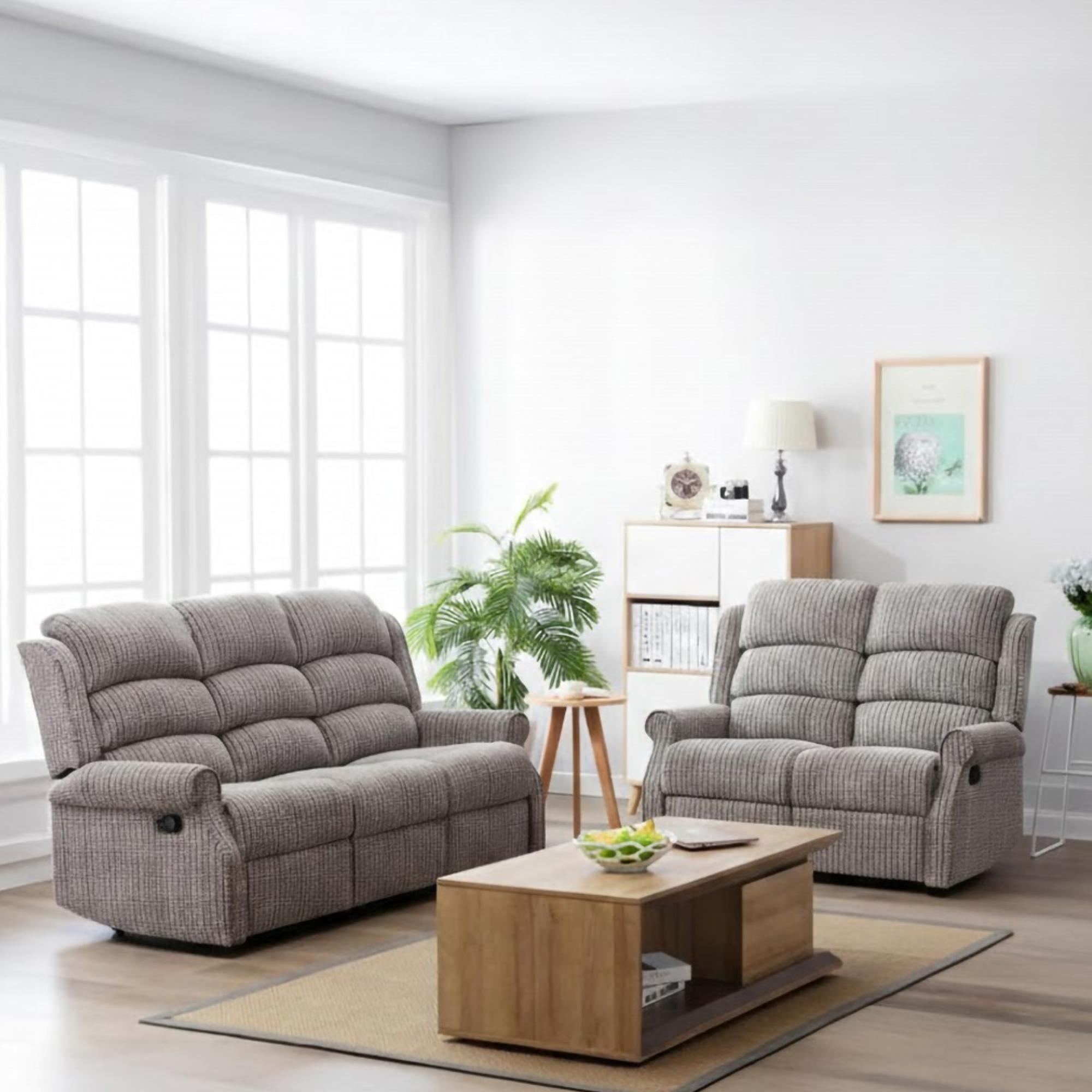 Windsor Recliner Sofa Suite - 3+2 Seater - Latte Fabric