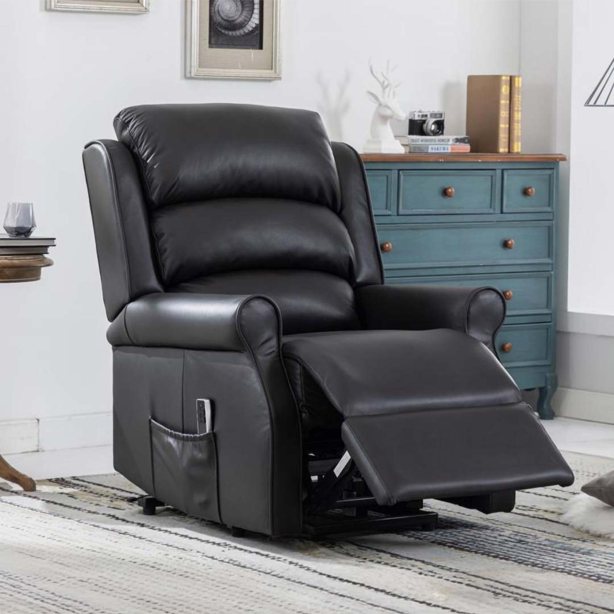 Windsor Lift and Tilt Recliner Armchair - Black Leather