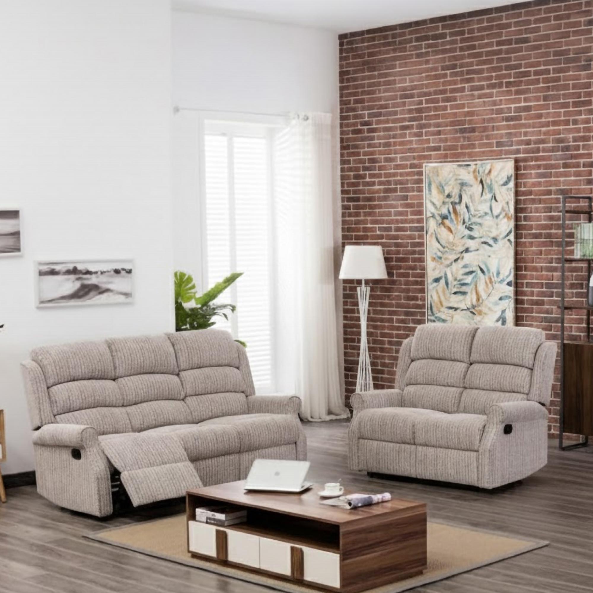 Windsor Recliner Sofa Suite - 3+2 Seater - Natural Fabric