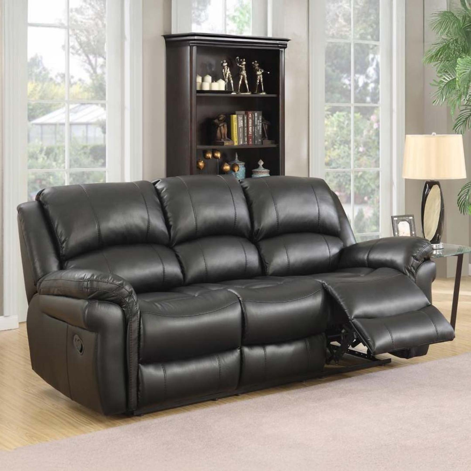 Farnham Recliner Sofa - 3 Seater - Black Leather