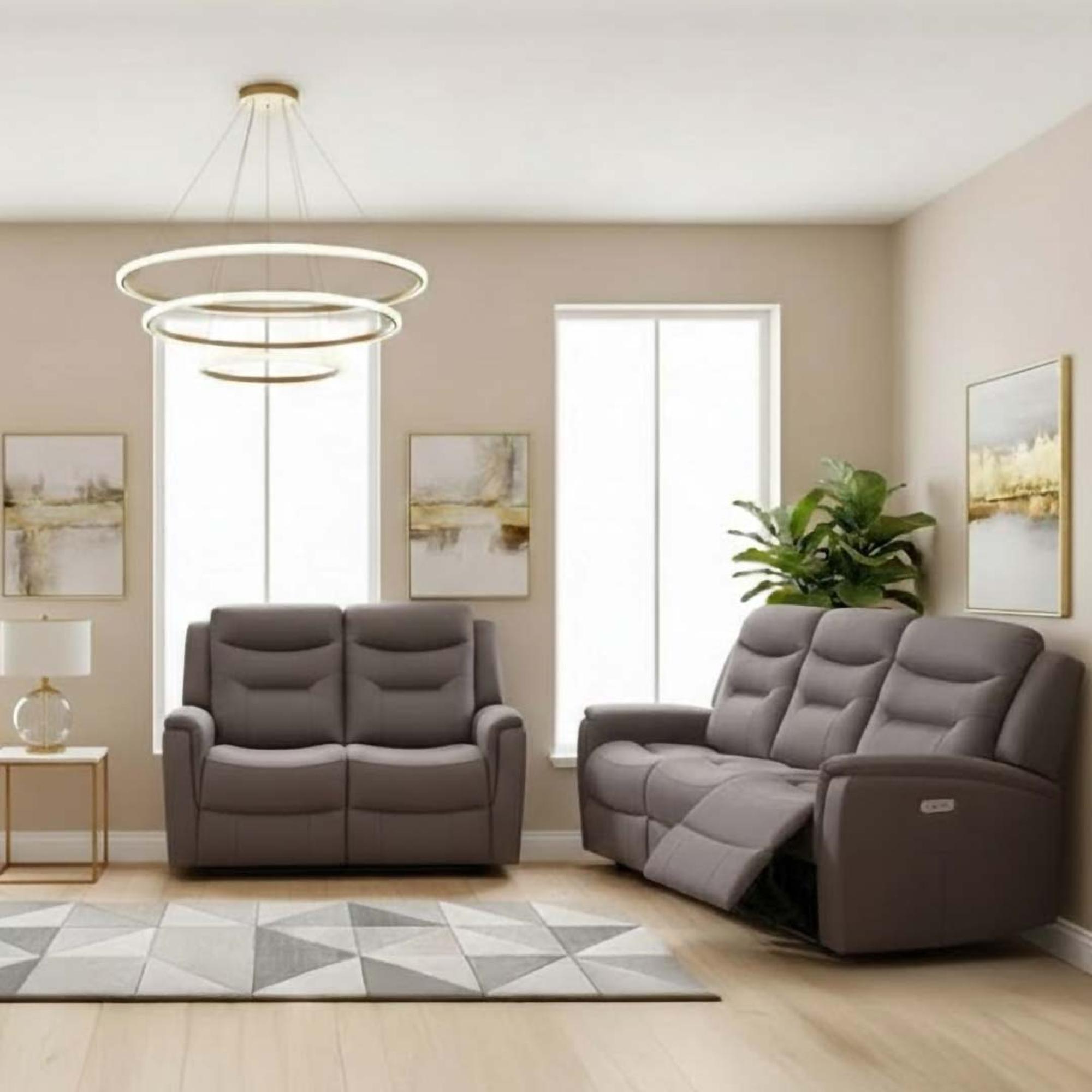 Harrogate Recliner Sofa Suite - 3+2 Seater - Brown Fabric