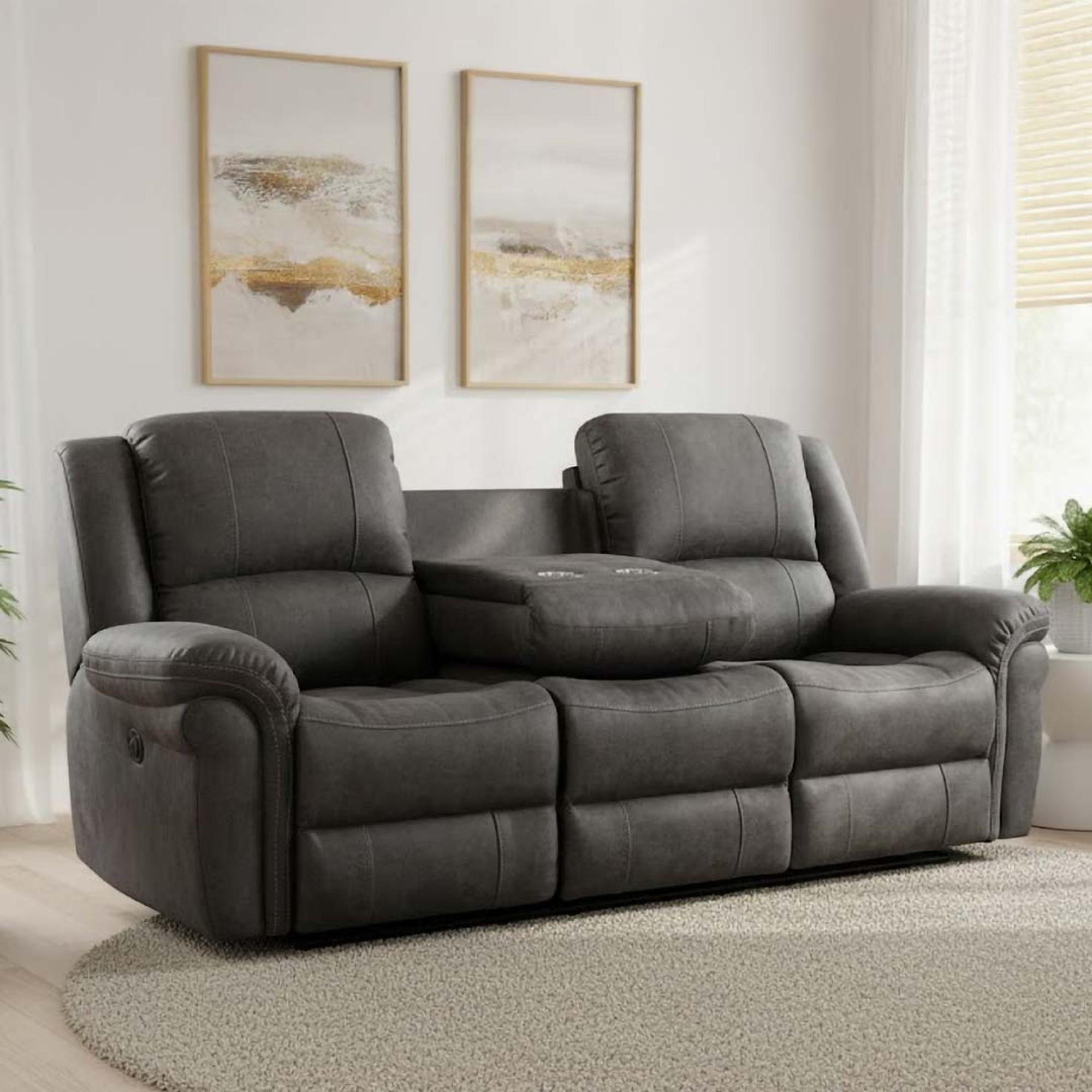 Gloucester Recliner Sofa with Console - 3 Seater - Dark Grey