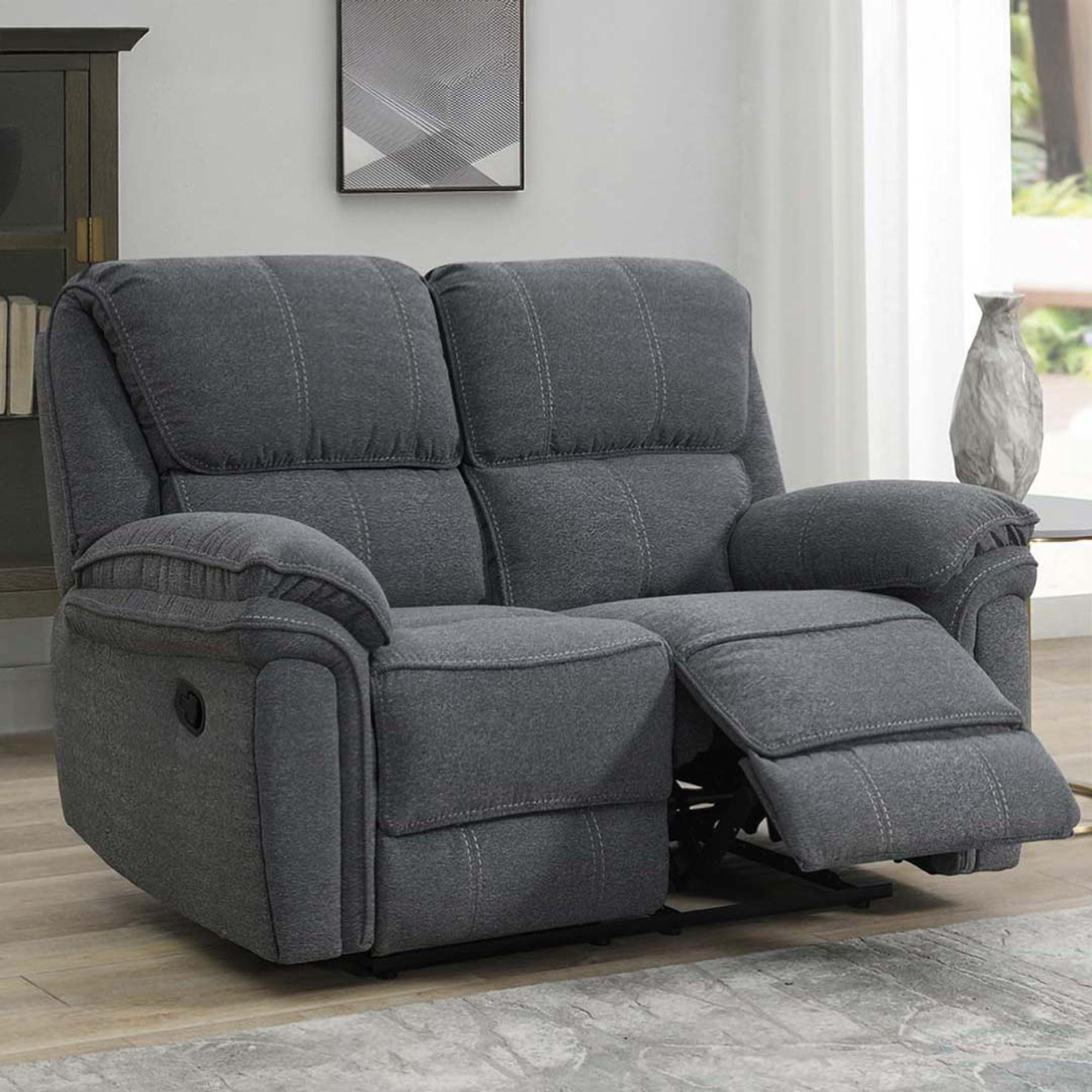 Belmont Recliner Sofa - 2 Seater - Grey Fabric