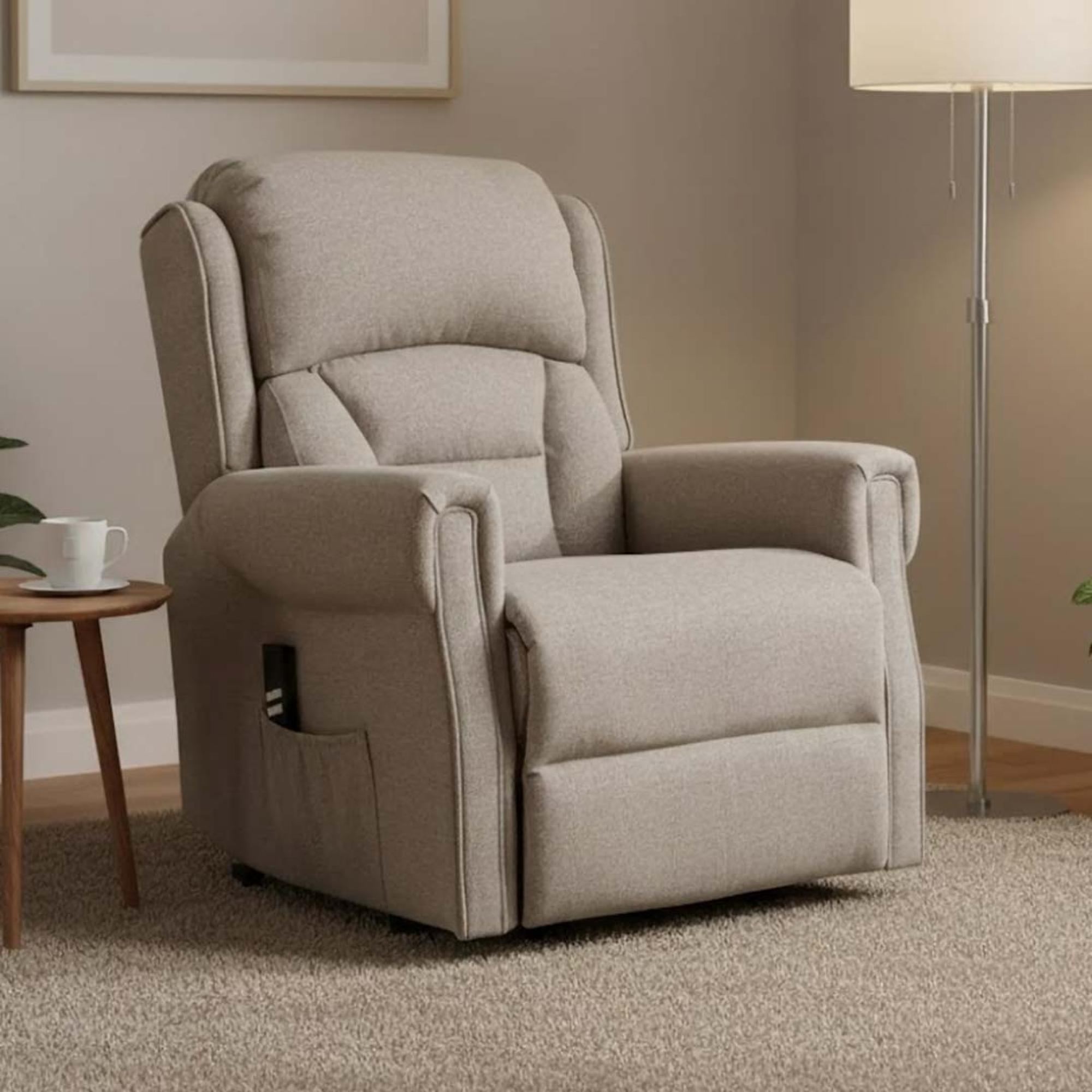 Sandringham Lift and Tilt Electric Recliner Armchair - Taupe Fabric