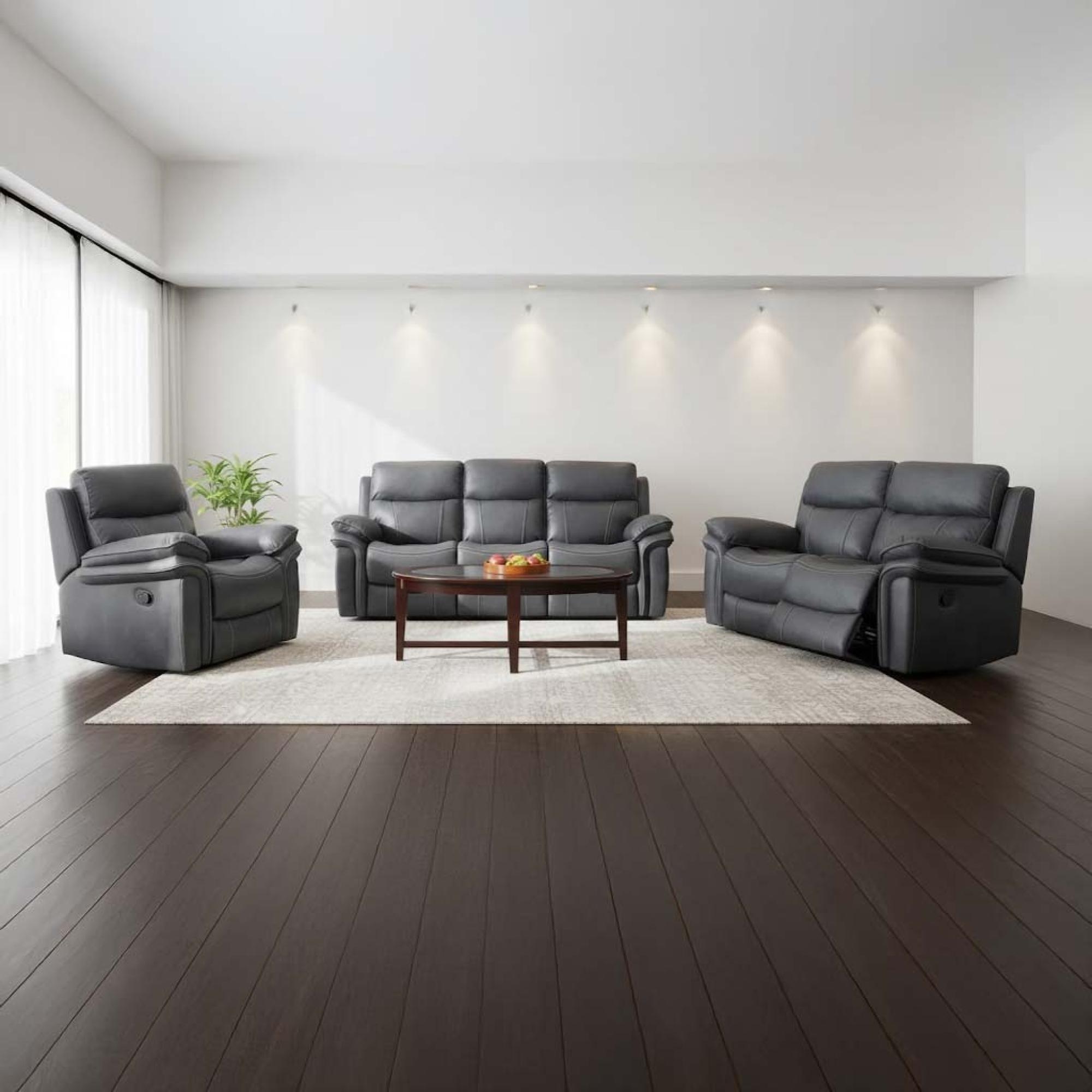 Richmond Recliner Sofa Suite - Charcoal Grey Fabric