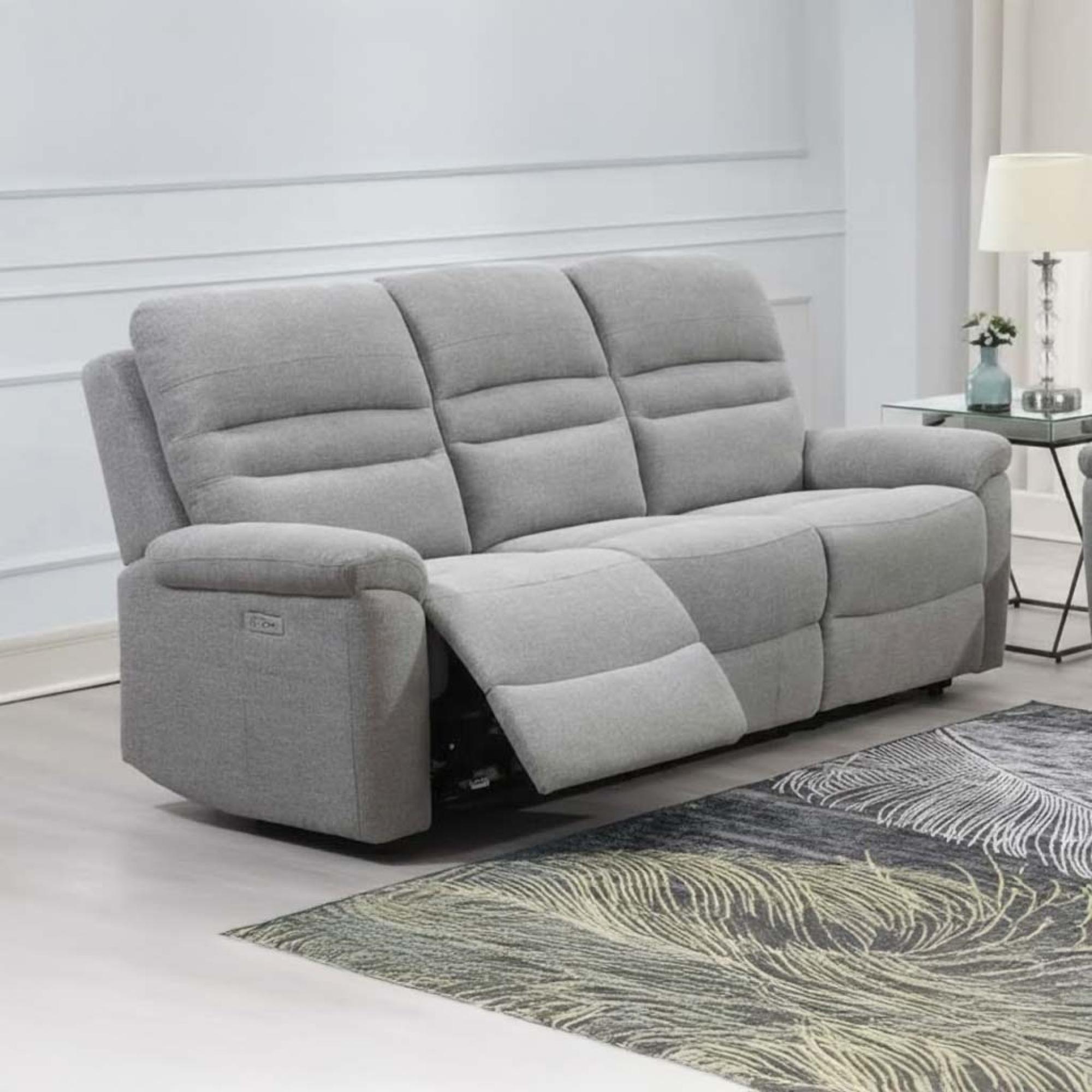 Belford Recliner Sofa - 3 Seater - Grey Fabric