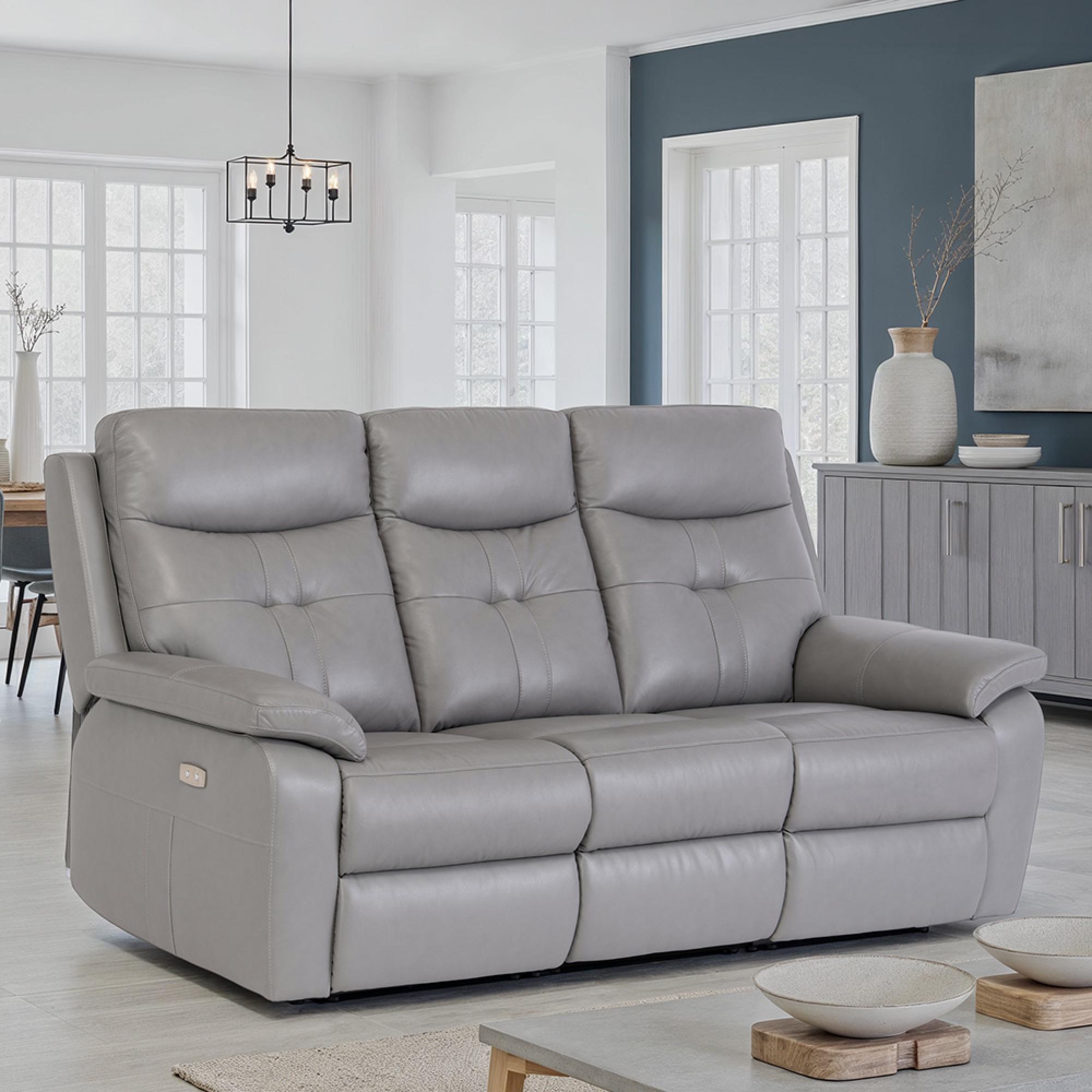 Sophia Sofa - 3 Seater - Electric Recliner - Grey Leather